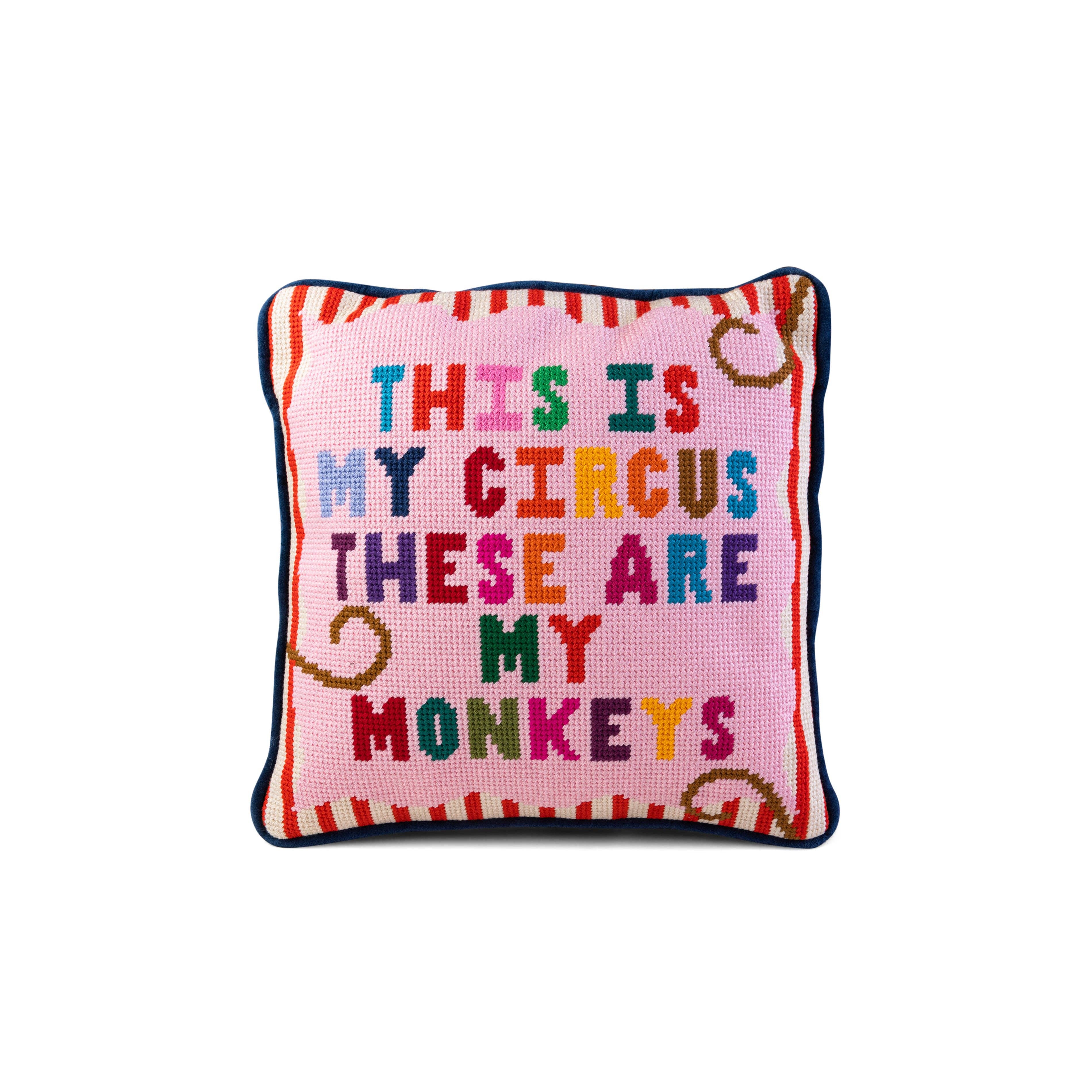 Pillow, 'My Circus...' Needlepoint - Furbish Studio