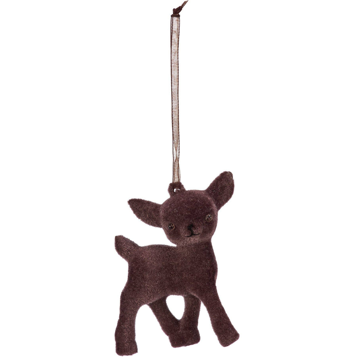 Flocked Deer Ornament Set
