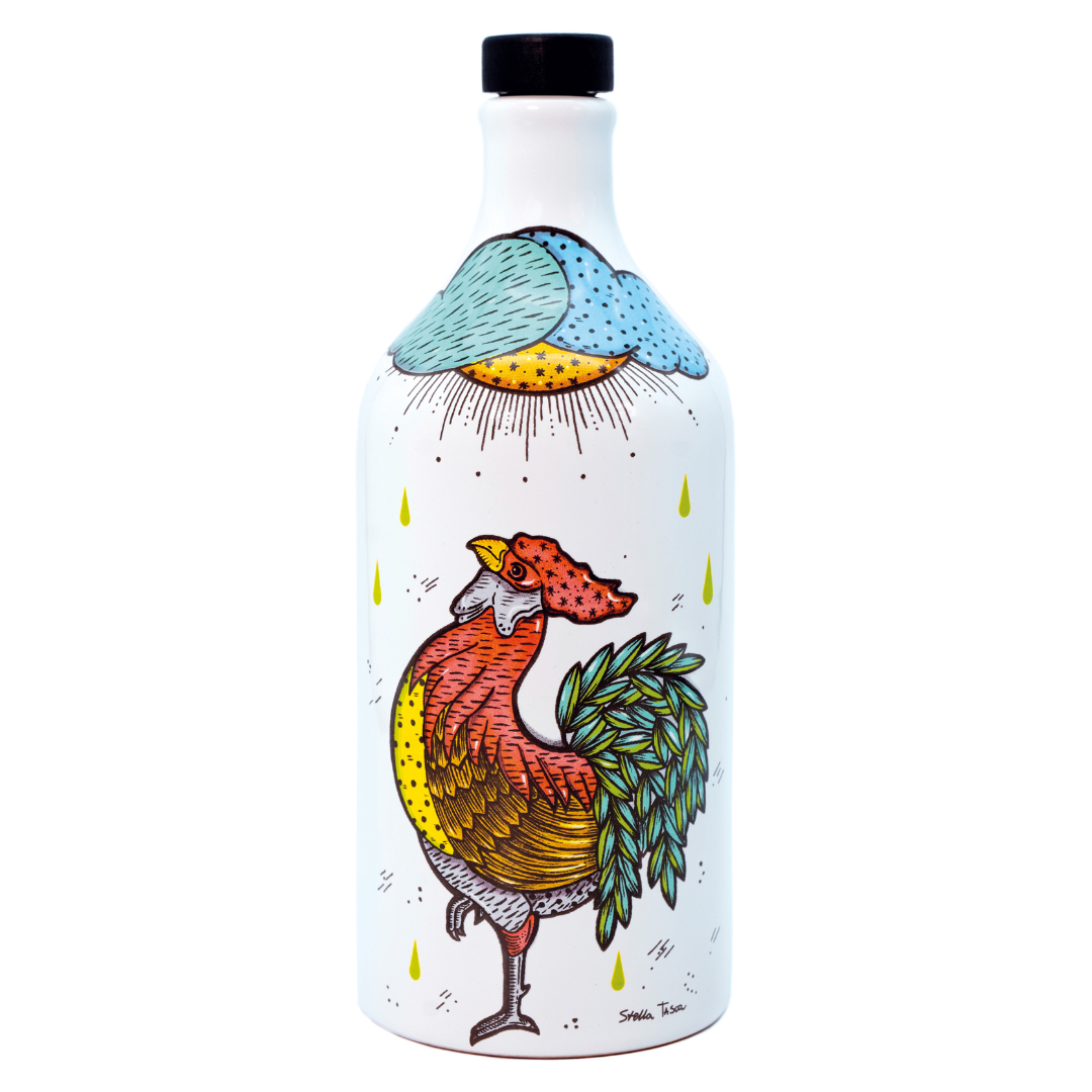Italian Extra Virgin Olive Oil, Rooster Ceramic - Frantoio Muraglia (16.9oz / 500ml)