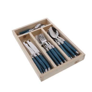 Everyday Flatware, Teal (24-Piece Set) - Jean Dubost Laguoile