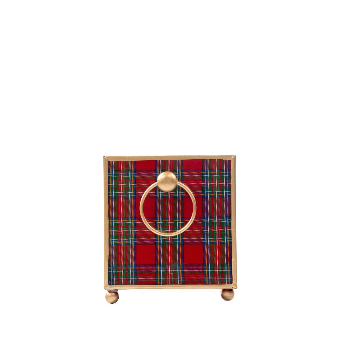 Cachepot, Tartan Plaid Enameled Rectangular Planter - Jaye's Studio (6in x 12in)