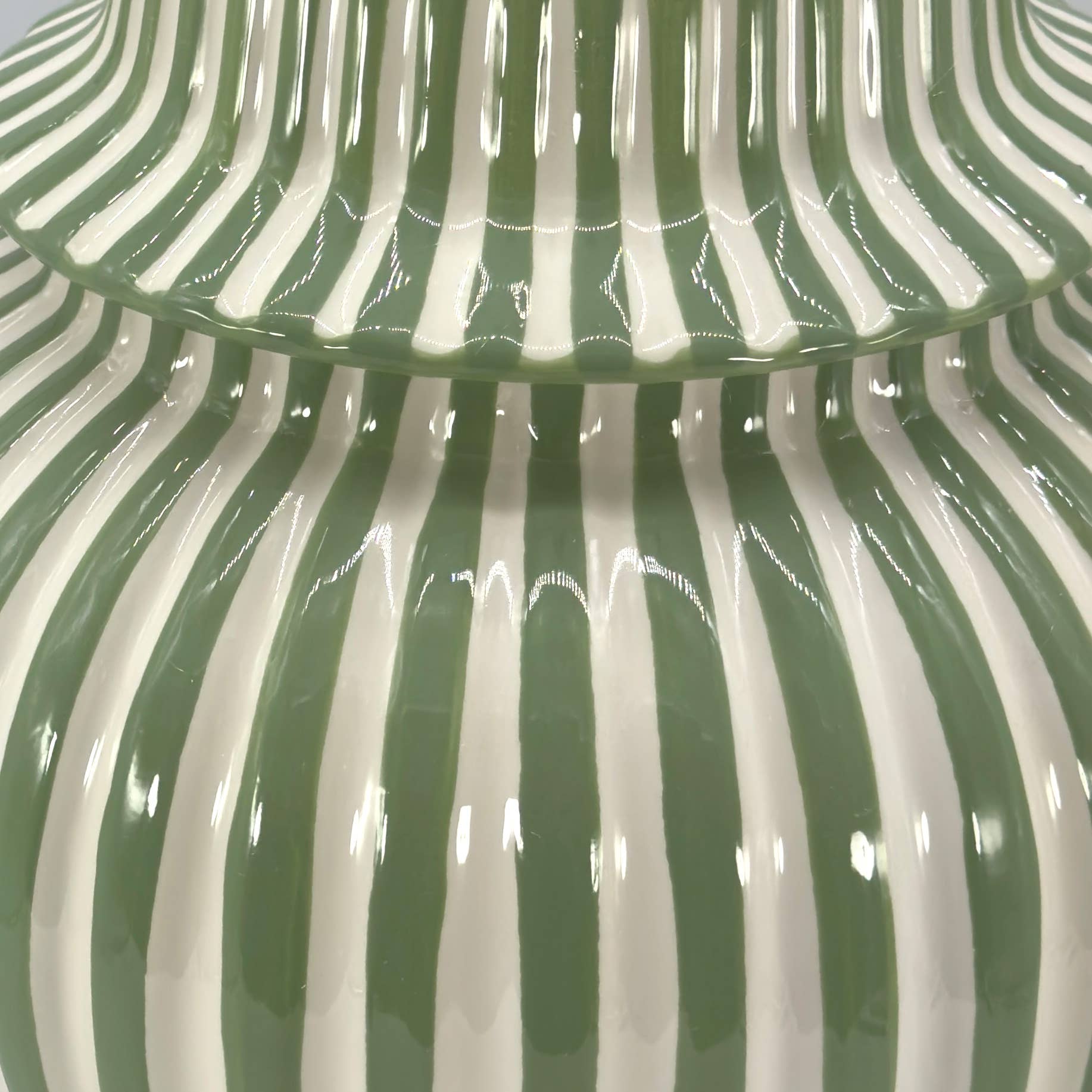 Green & White Candy Cane Striped Ceramic Vase, 18in