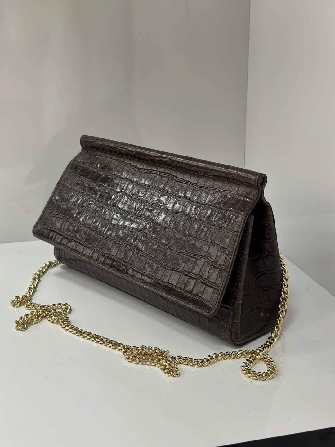 Luana Clutch Bag, Verde Sabbia (Made in Italy)