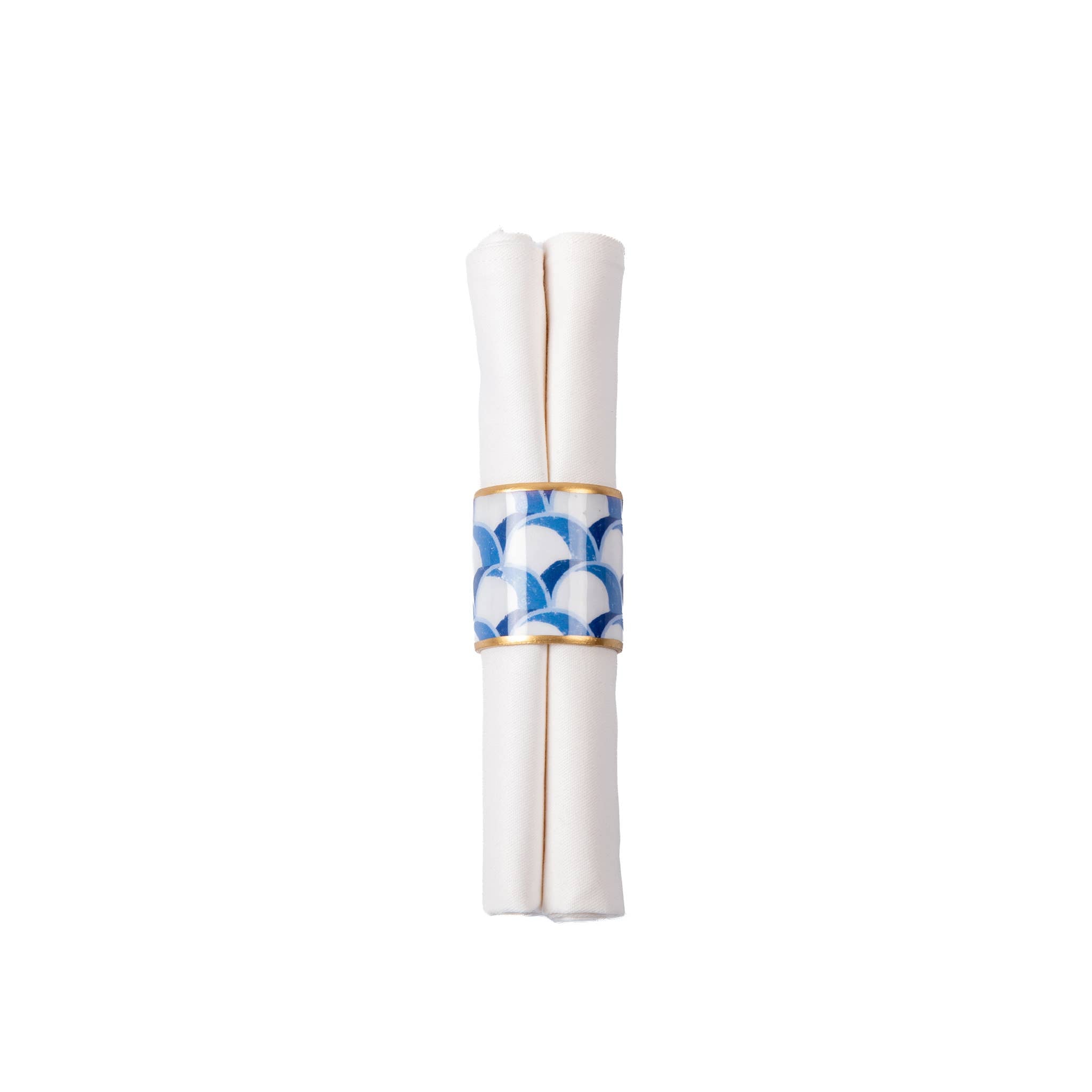 Scales Enameled Napkin Ring, Blue (Set of 4)