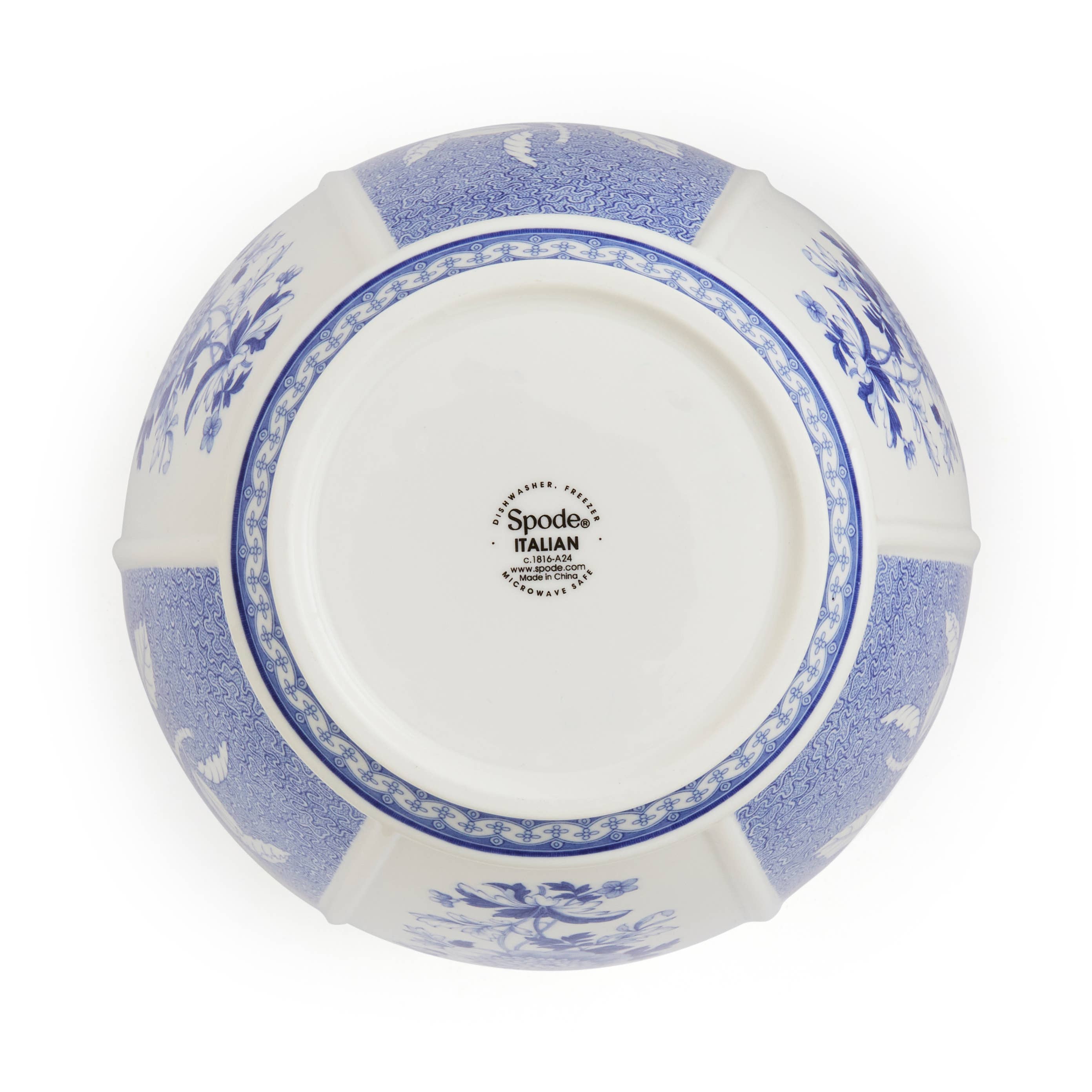 Blue Italian Vase, British Flowers - Spode (10in)