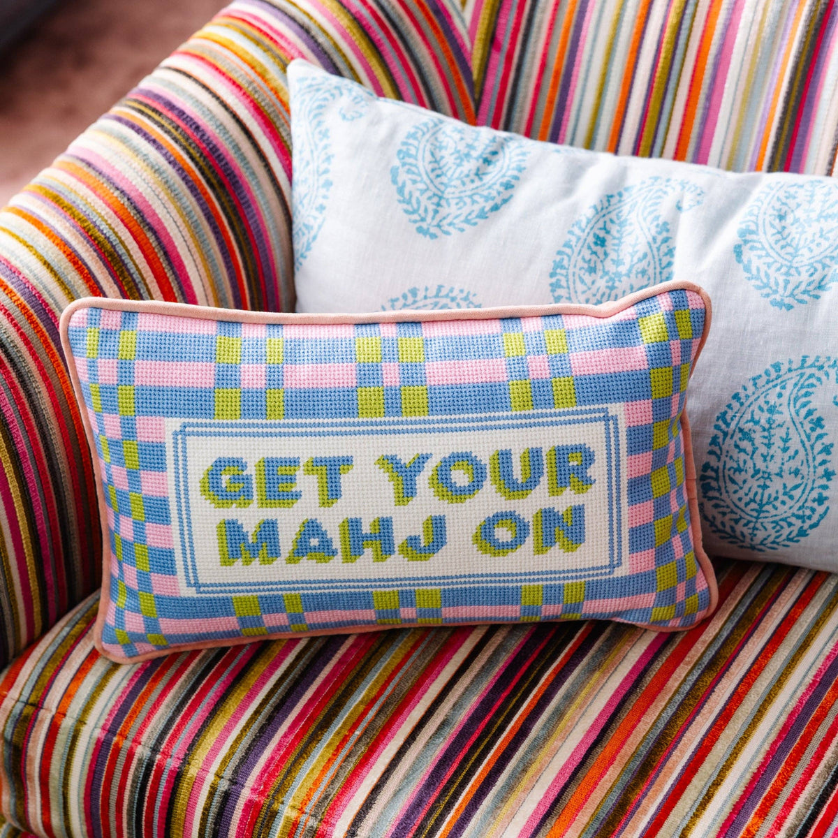 Get Your Mahj On, Needlepoint Pillow - Furbish Studio