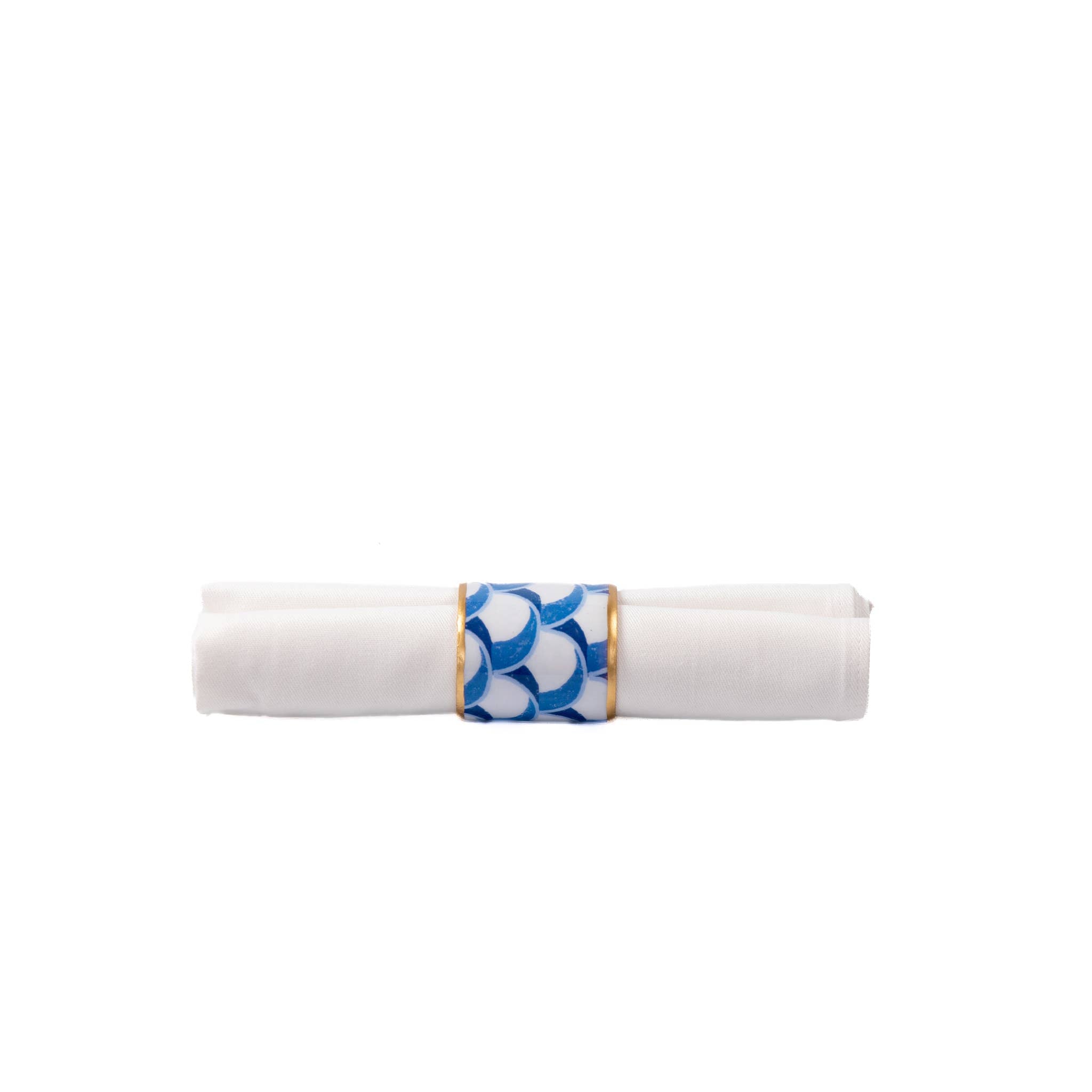Scales Enameled Napkin Ring, Blue (Set of 4)