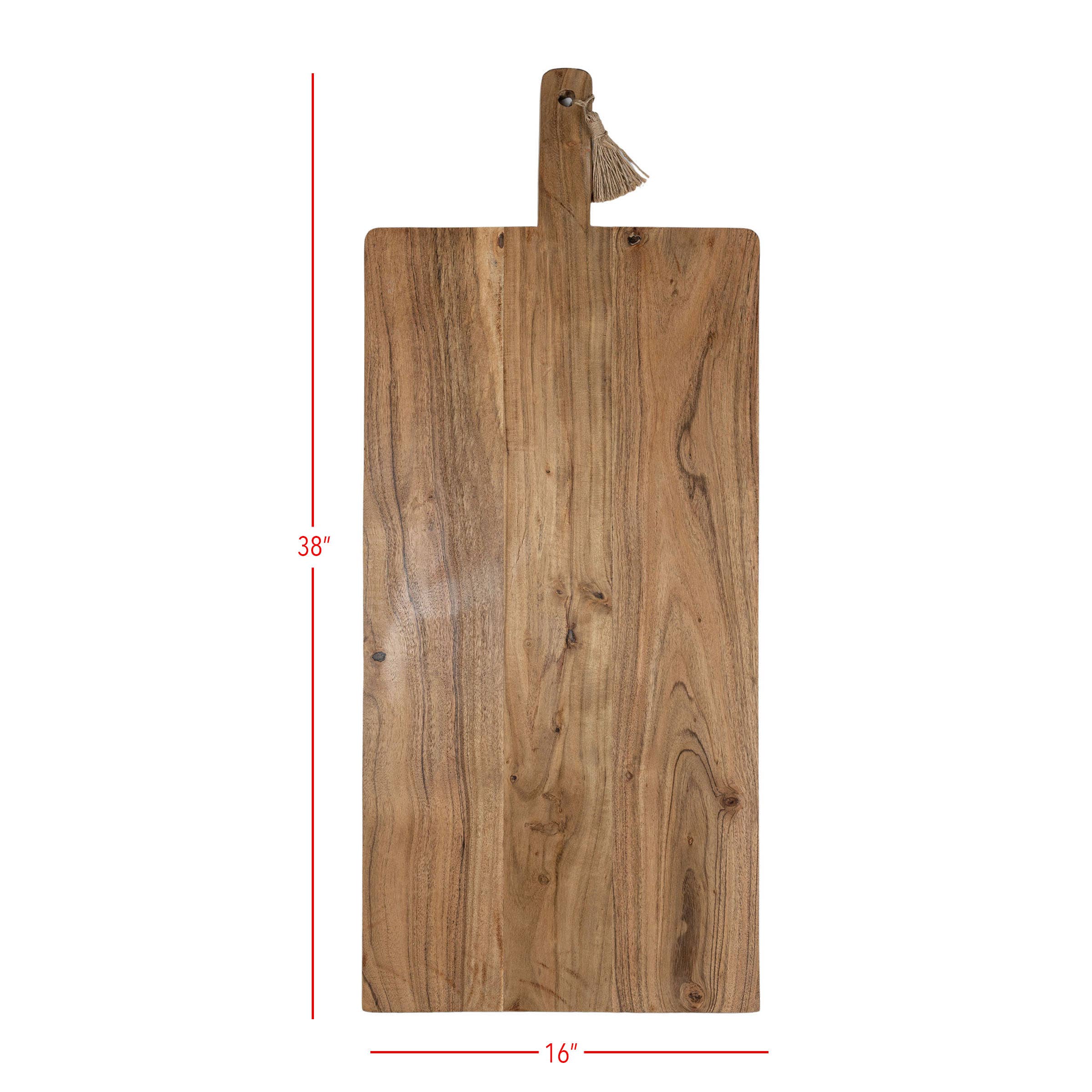 Oversized Rustic Cutting Board, Acacia Wood & Jute (38in x 16in)