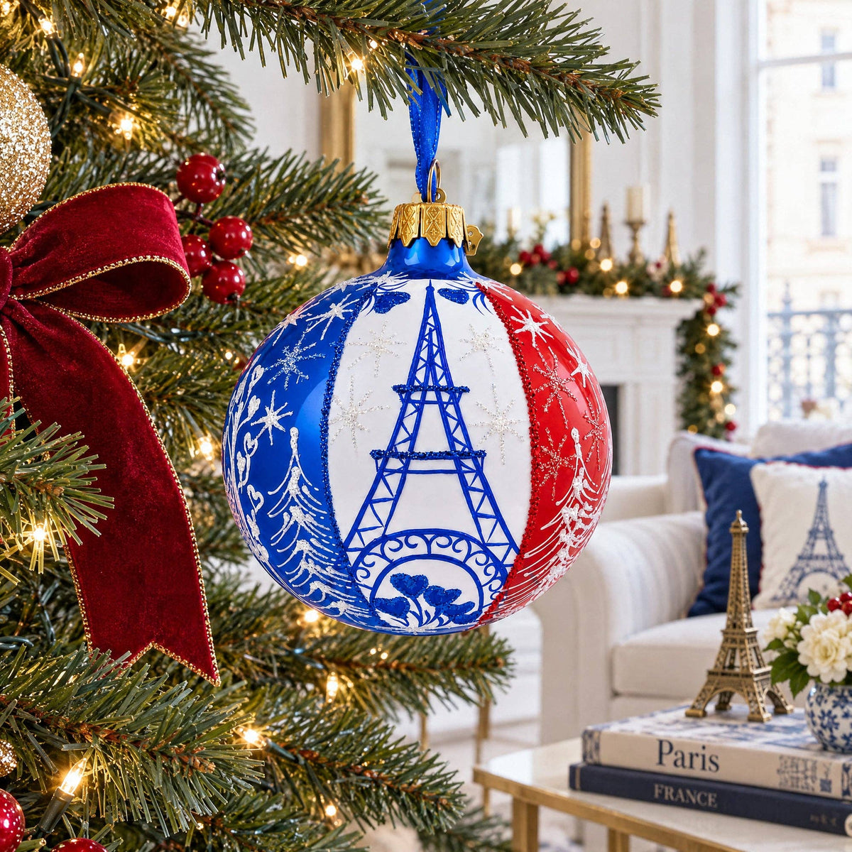 Eiffel Tower Glass Ornament (3.25in)