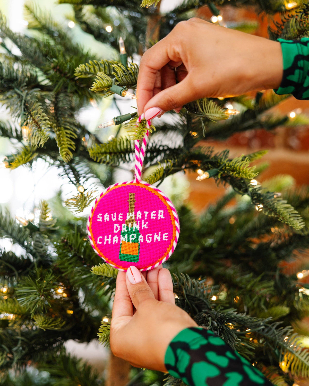 Save Water Needlepoint Ornament - Furbish Studios