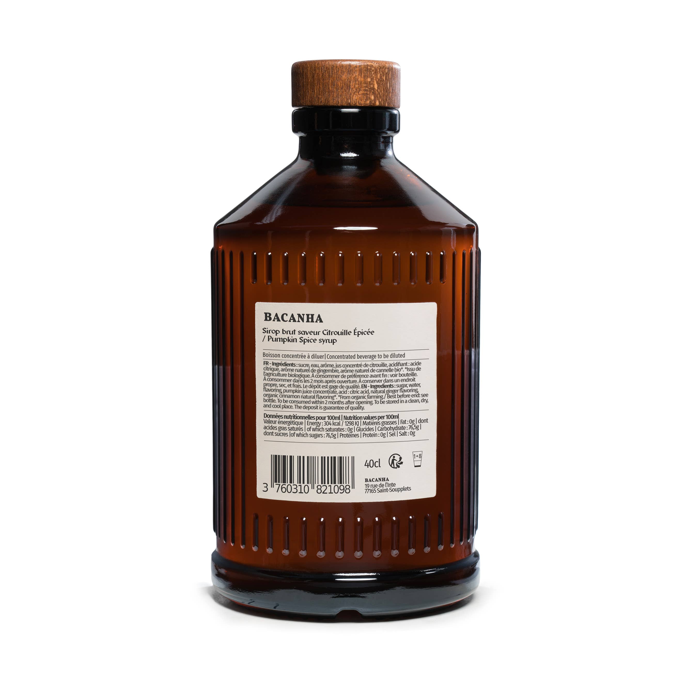 Organic Pumpkin Spice Syrup - Bacanha France ( 13.5oz / 400ml)