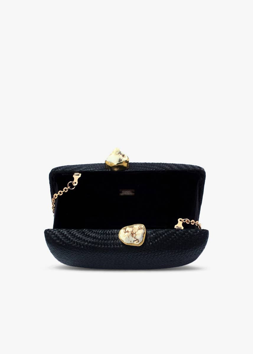 Jen White Stones Clutch, Black - Kayu