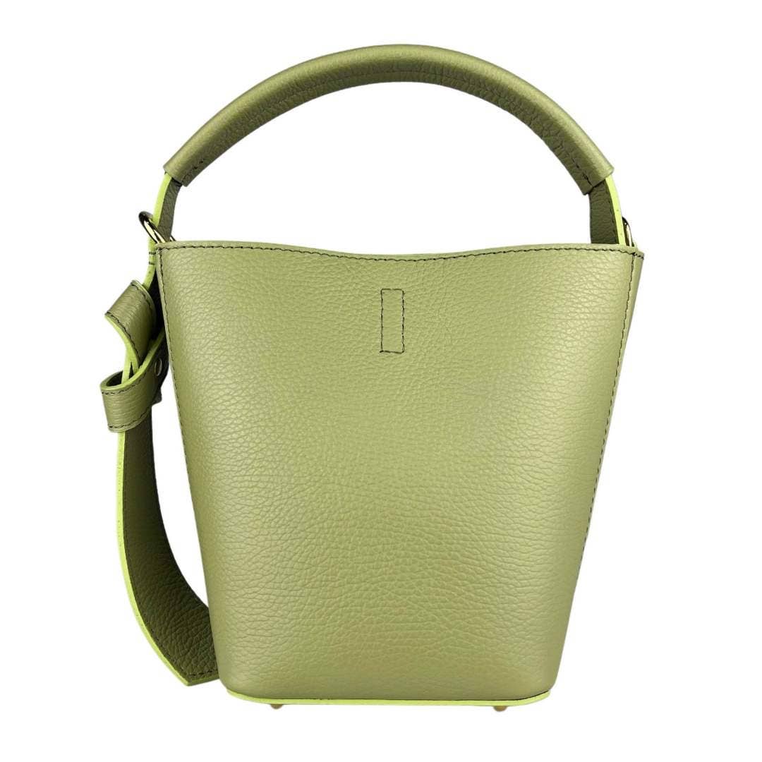 Green Mini Bucket Bag, Leather