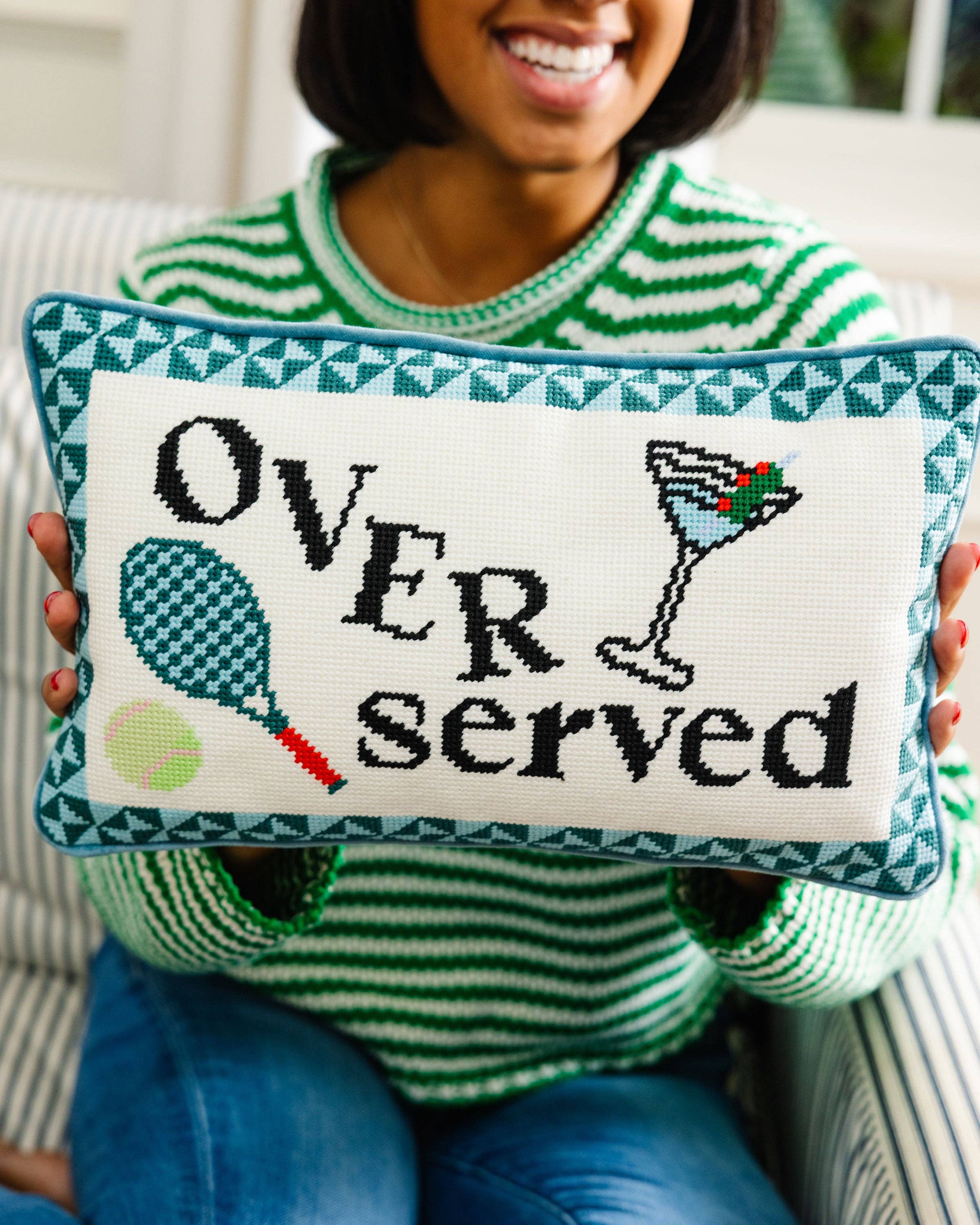 Overserved Needlepoint Pillow - Furbish Studios