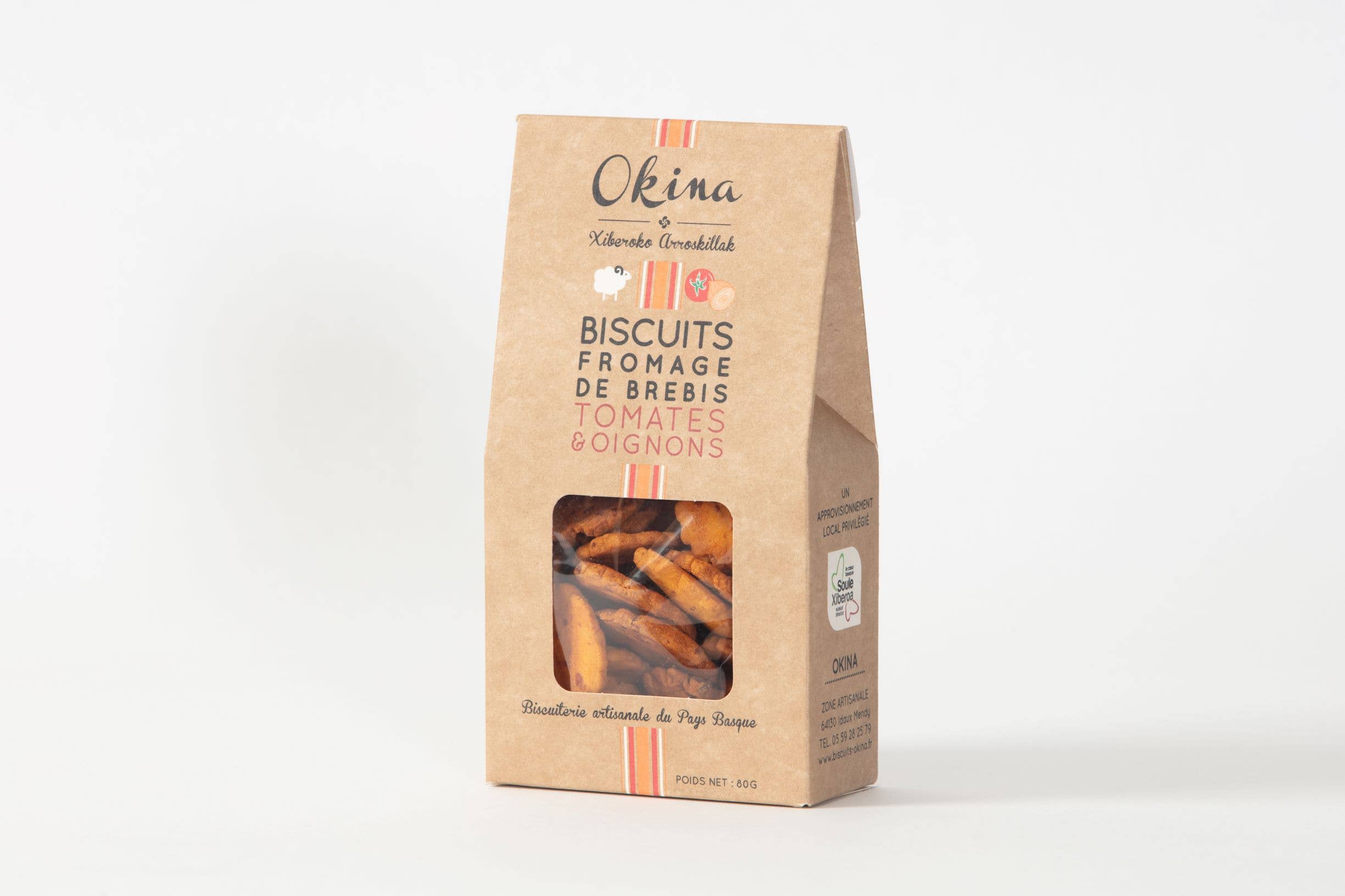 Aperitif Biscuits, Sheep Cheese & Tomato Onion - Okina (2.8oz / 80g)