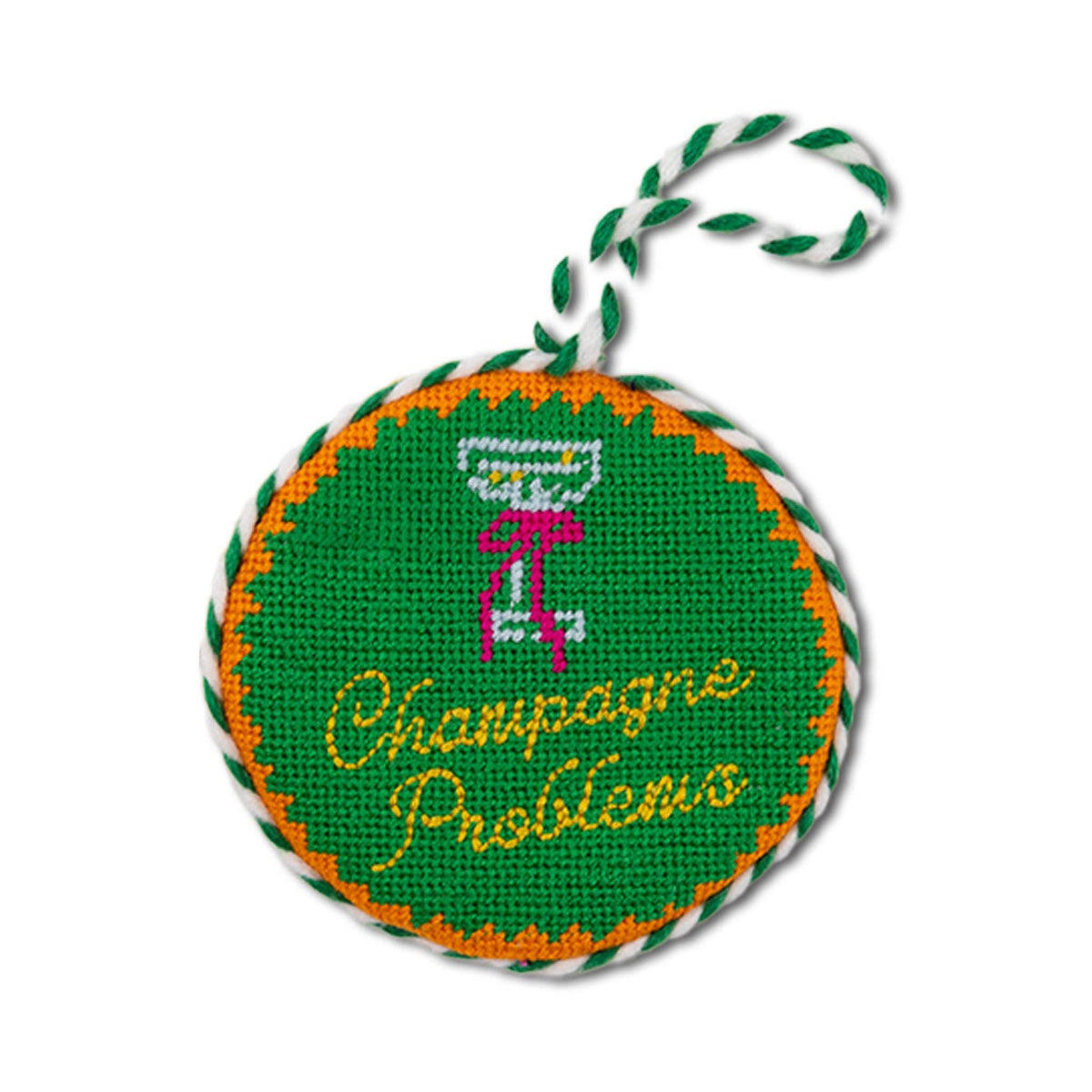 Champagne Problems Needlepoint Ornament - Furbish Studios