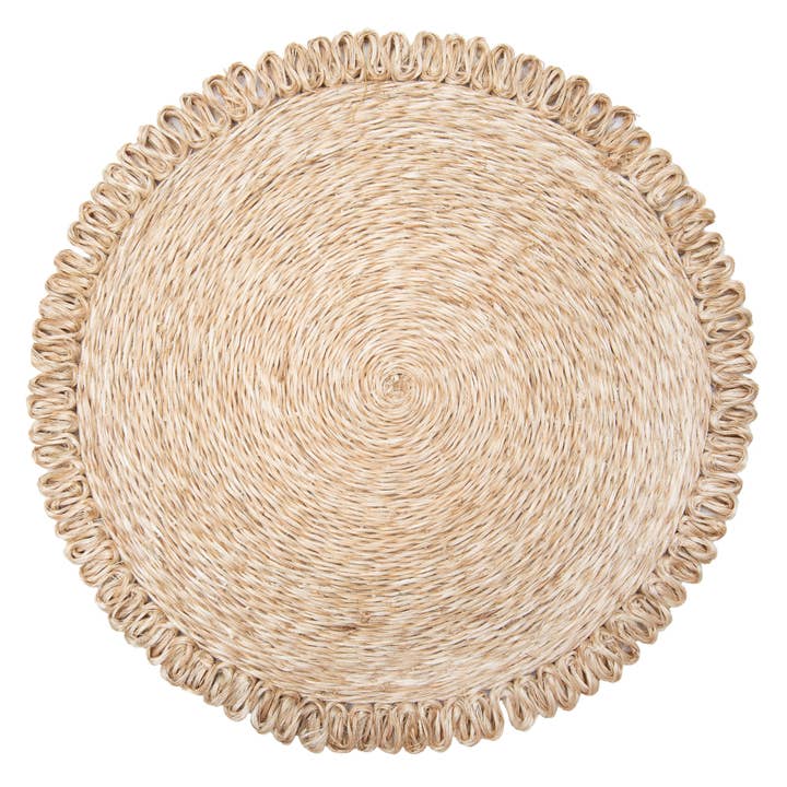 Loopy Abaca Placemats, Natural (Set of 4, 15in dia)