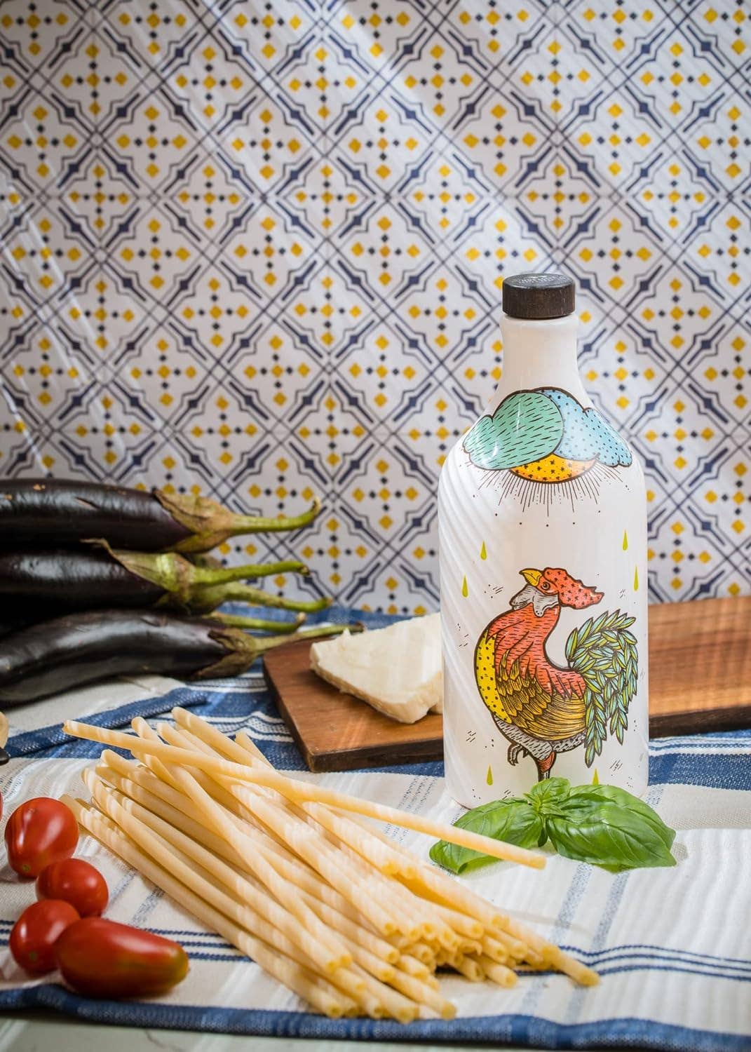 Italian Extra Virgin Olive Oil, Rooster Ceramic - Frantoio Muraglia (16.9oz / 500ml)