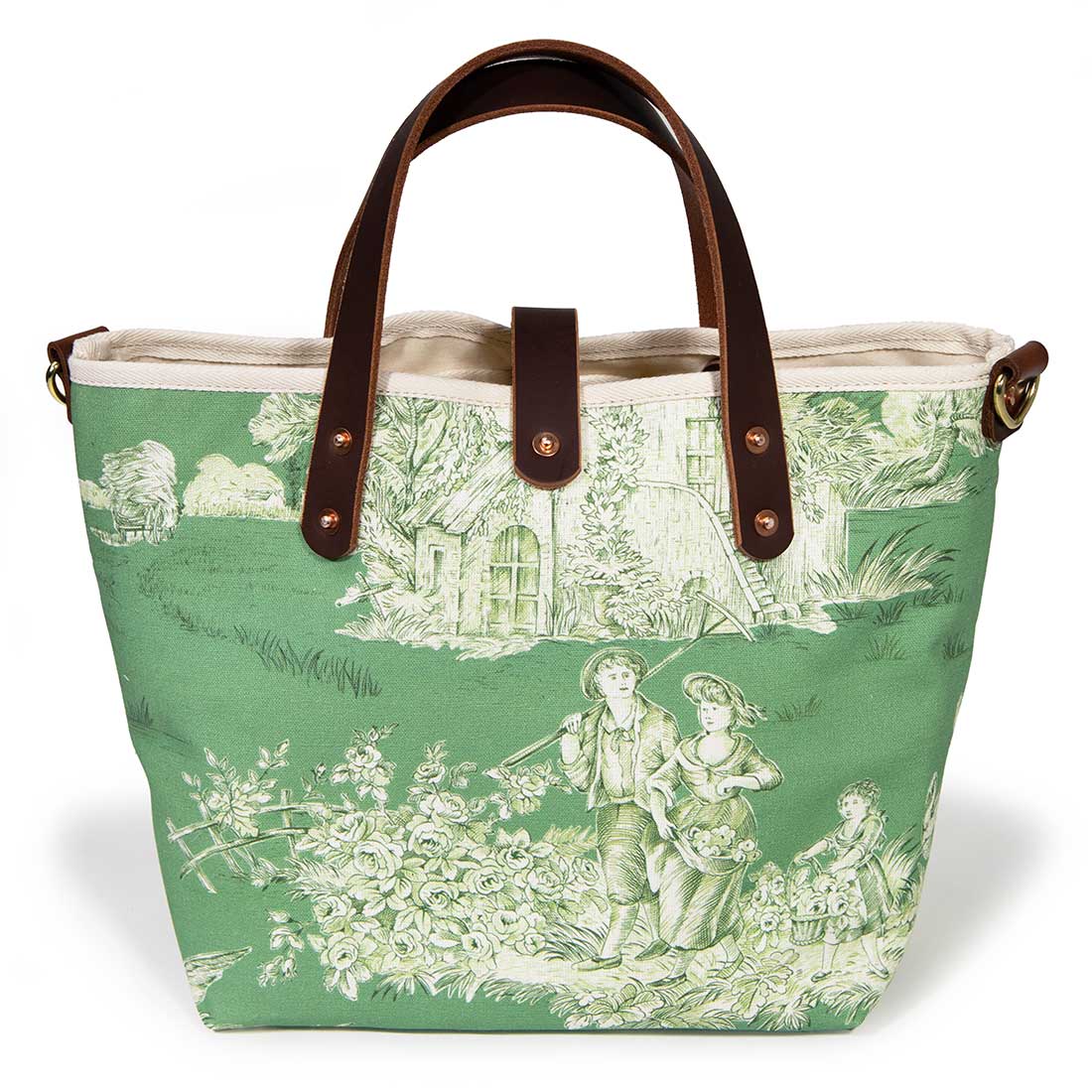 Vintage Emerald Toile Mini Tote - General Knot & Co.