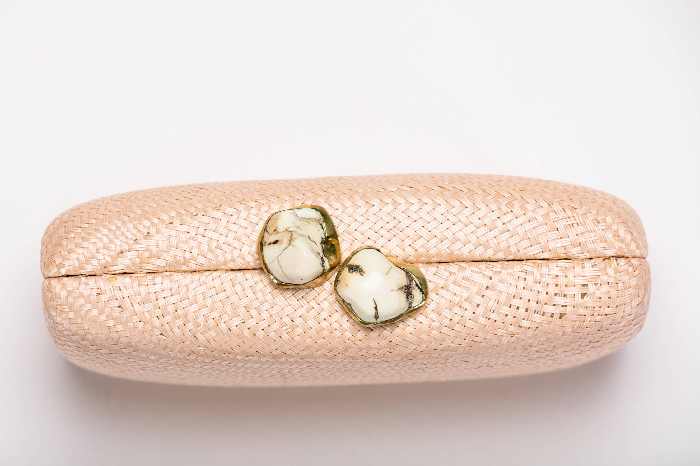 Jen White Stones Clutch, Toast - Kayu