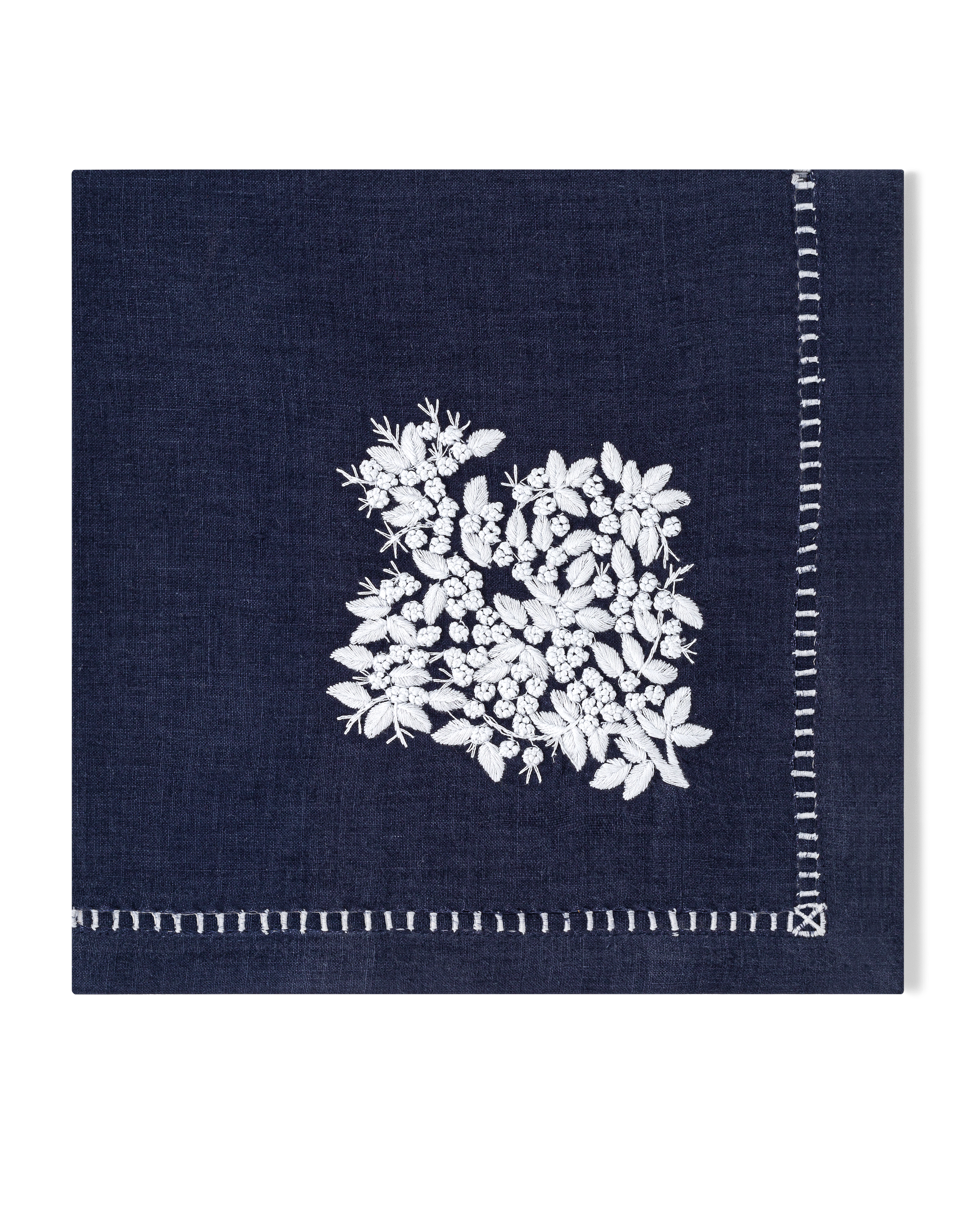 Linen Dinner Napkin, White on Taupe