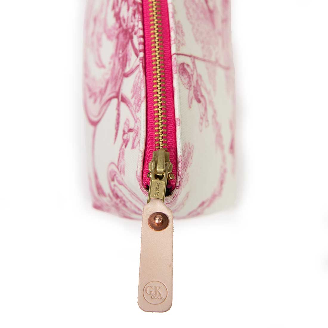 French Rose Toile Zipper Travel Clutch