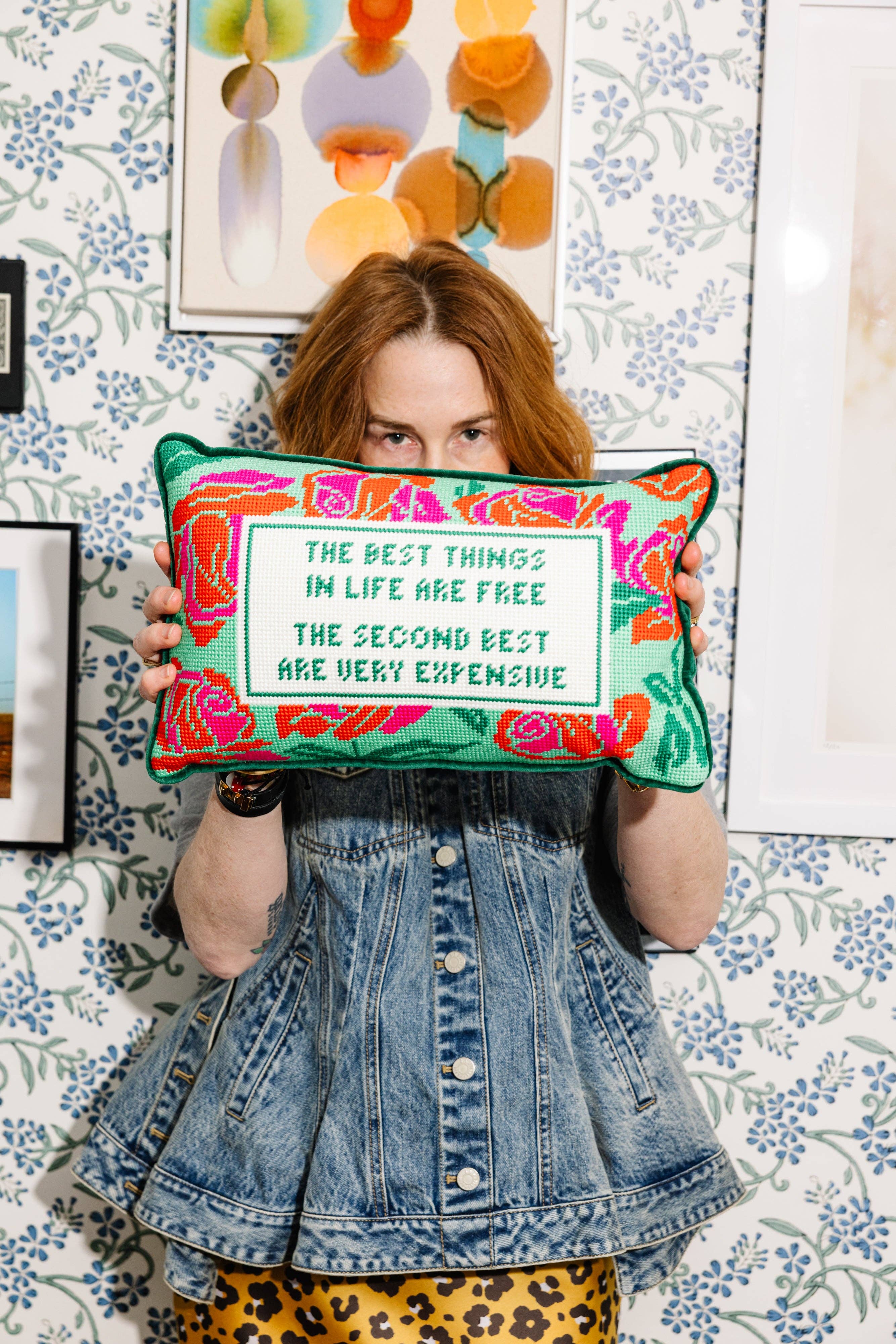 Expensive Needlepoint Pillow - Furbish Studios