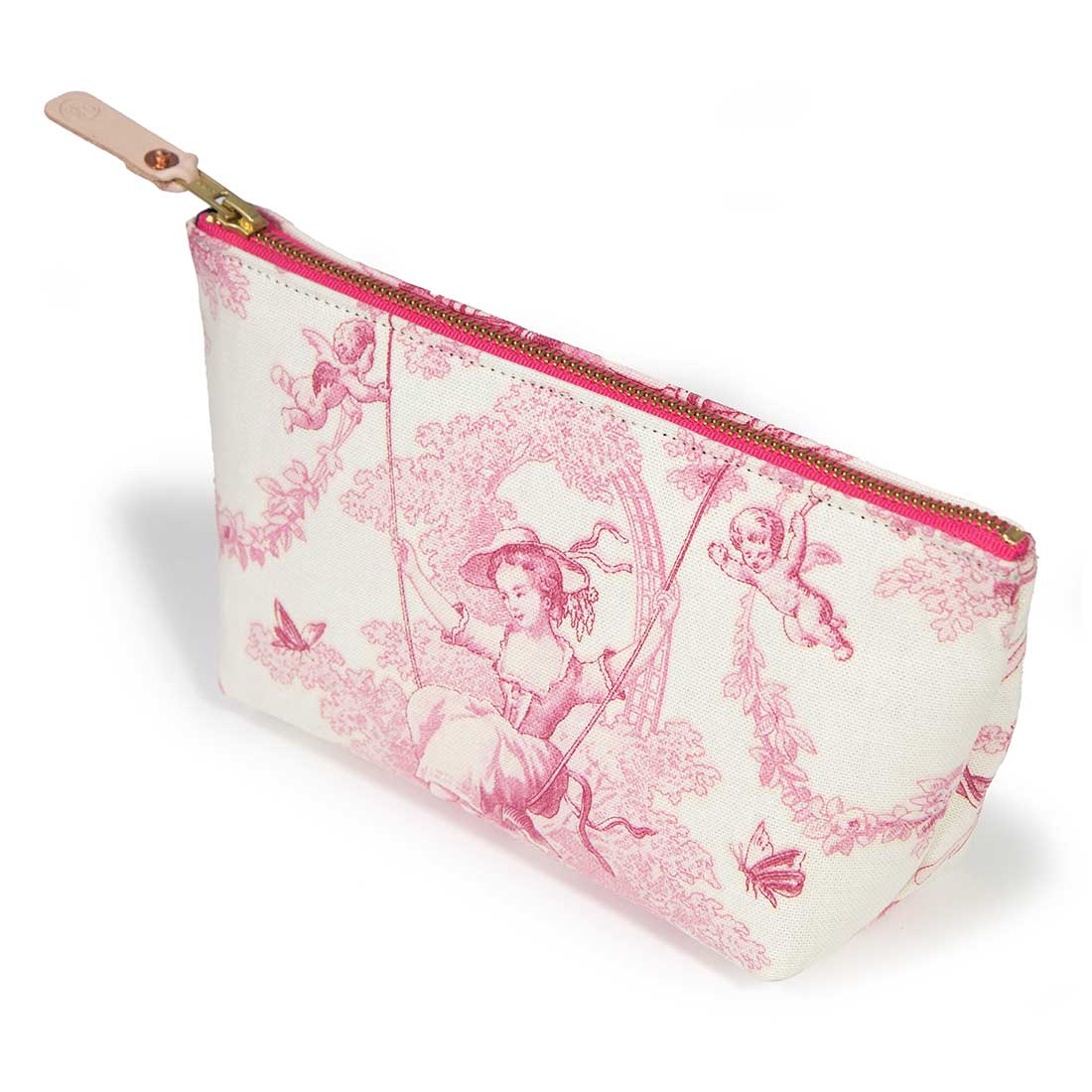 French Rose Toile Zipper Travel Clutch
