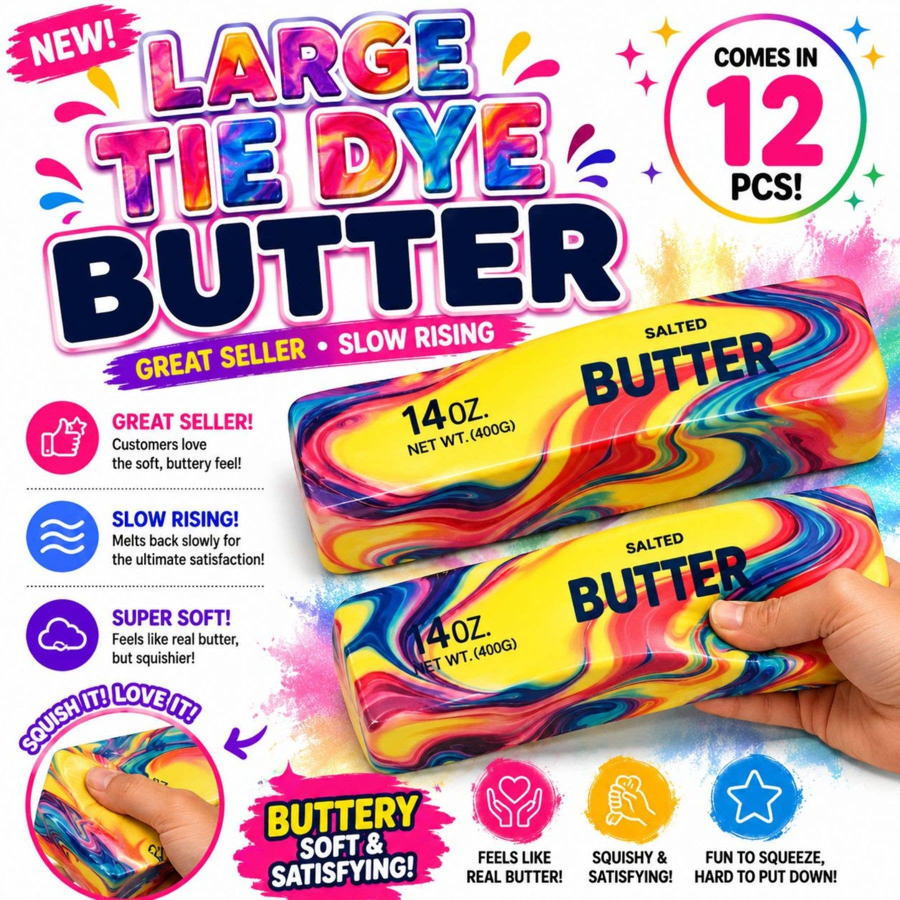Jumbo Tie-Dye Butter Squishy