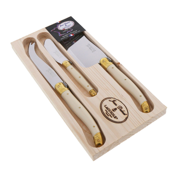 Cheese Set, Ivory & Brass (3-Piece Set) - Jean Dubost Laguiole
