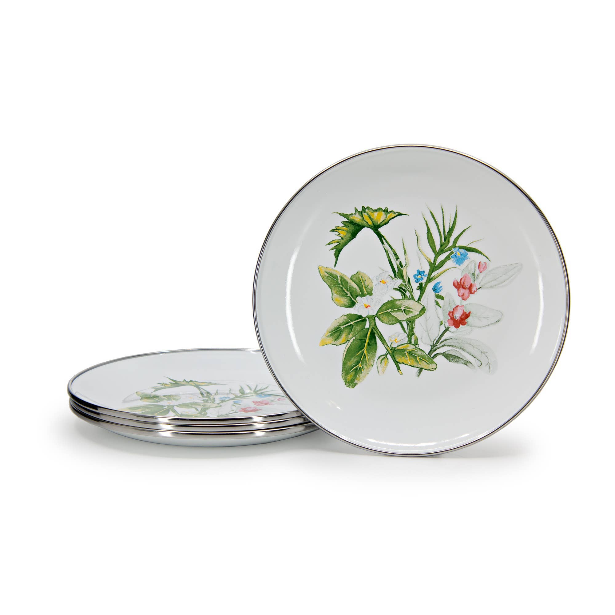 Sandwich Plates, Herbs - Golden Rabbit Enamelware (8in dia)