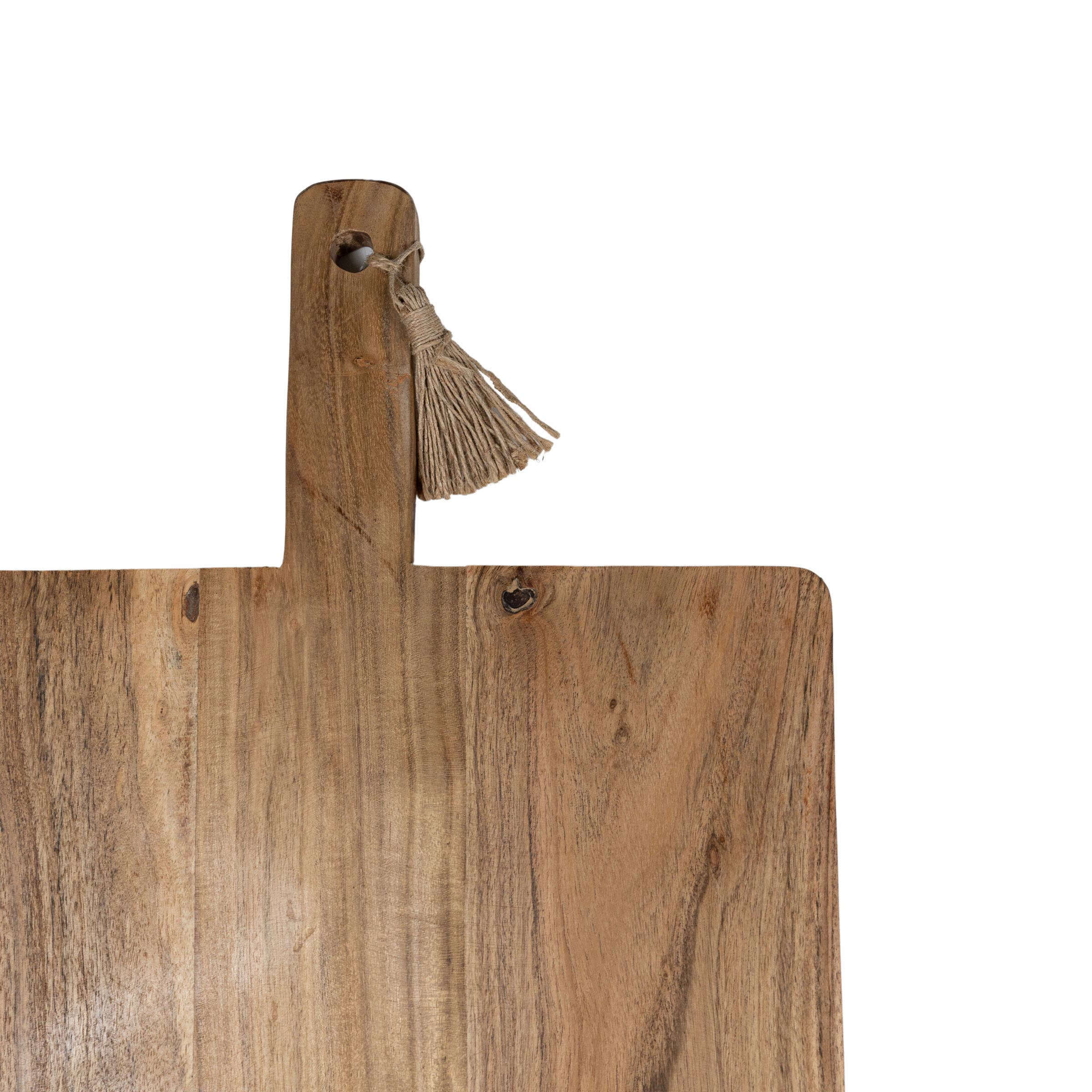 Oversized Rustic Cutting Board, Acacia Wood & Jute (38in x 16in)