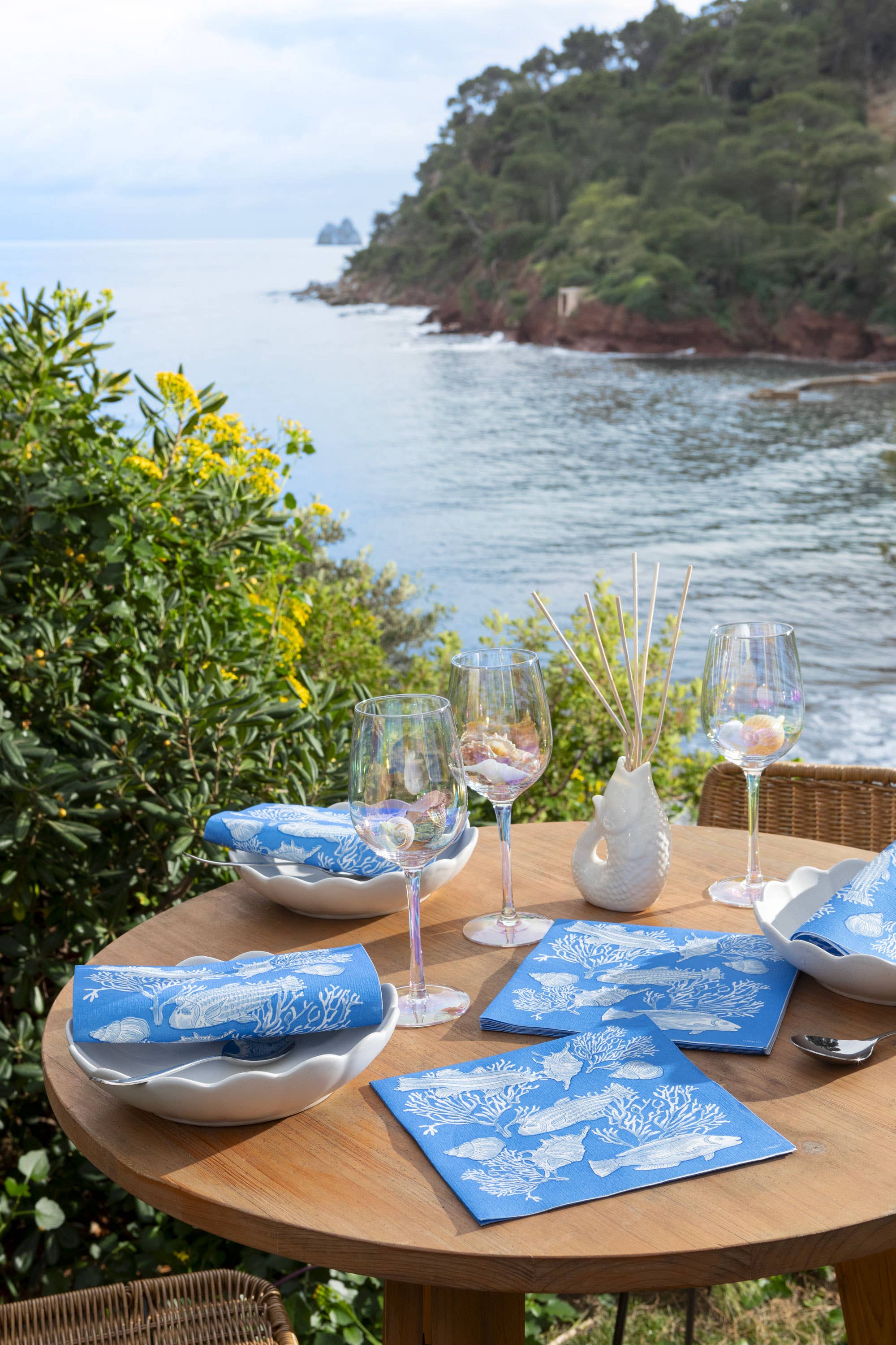 Cocktail Napkin, Fonds Marins - Françoise Paviot (20 count, 5in sq)