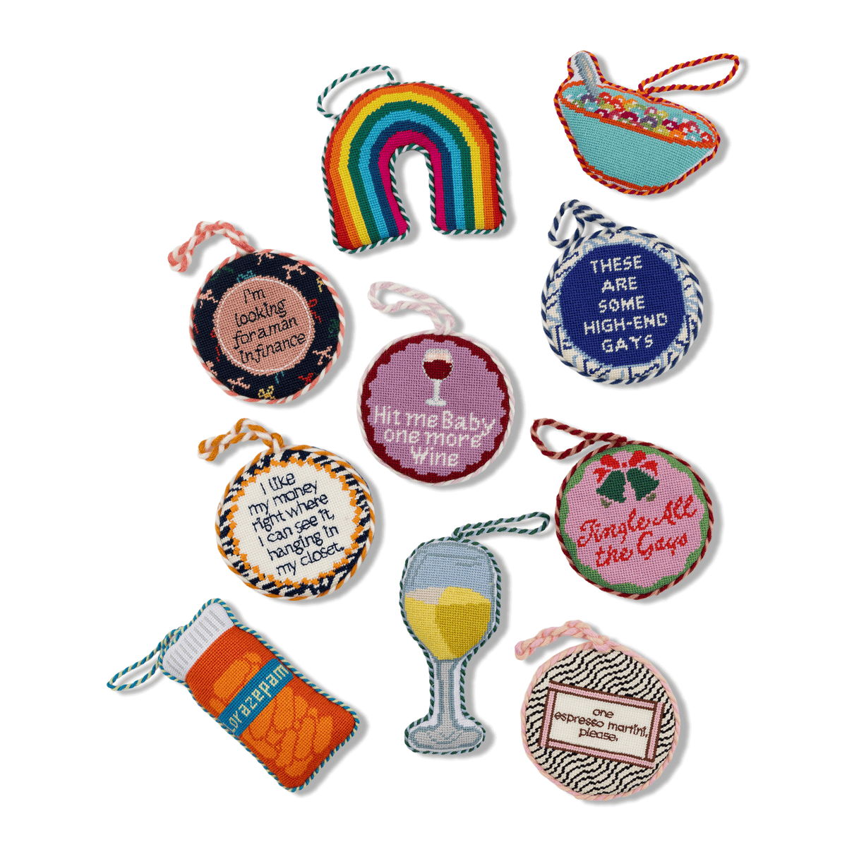 Espresso Martini Needlepoint Ornament - Furbish Studios