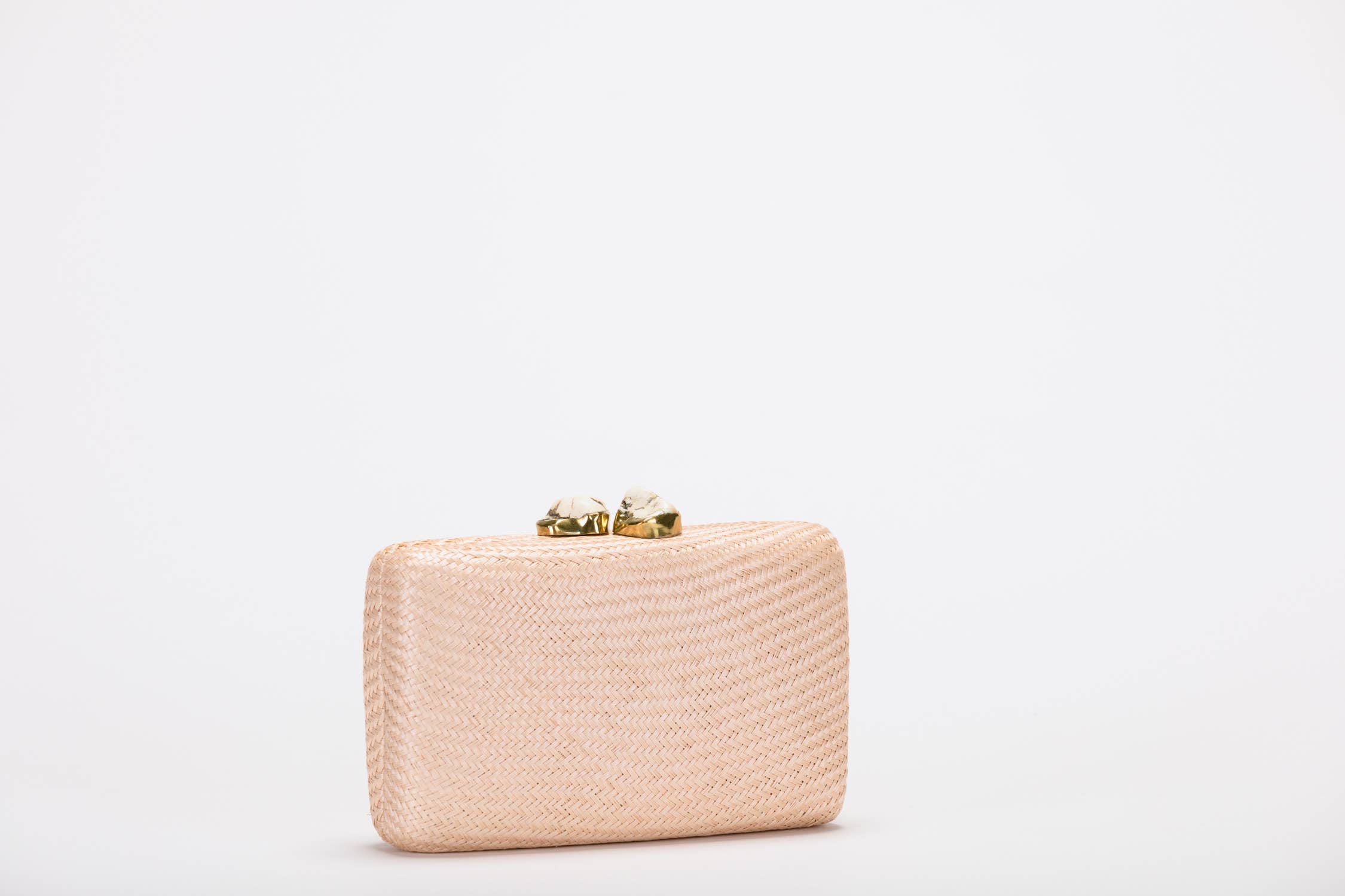 Jen White Stones Clutch, Toast - Kayu