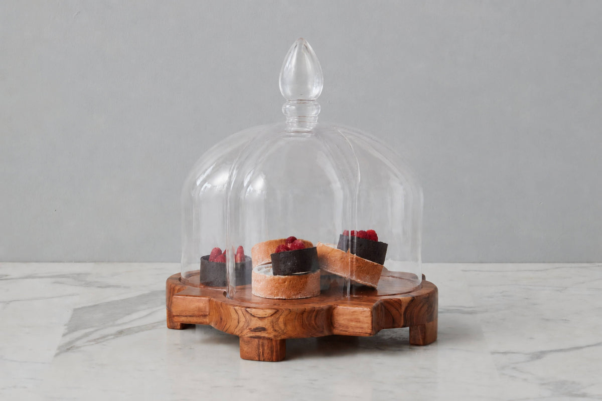 Quatrefoil Serving Board Riser & Glass Dome