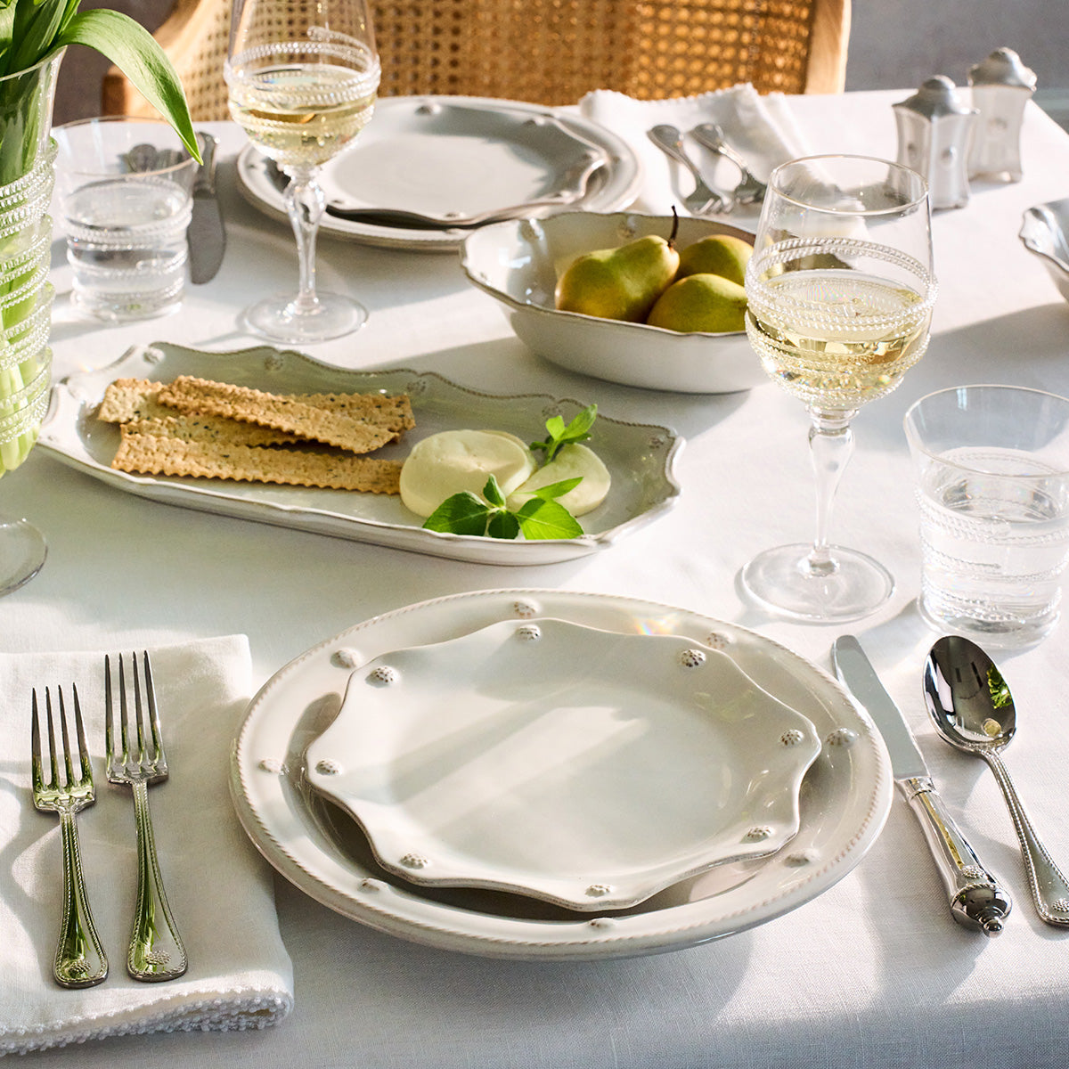 Berry & Thread Scalloped Dessert/Salad Plate - Whitewash