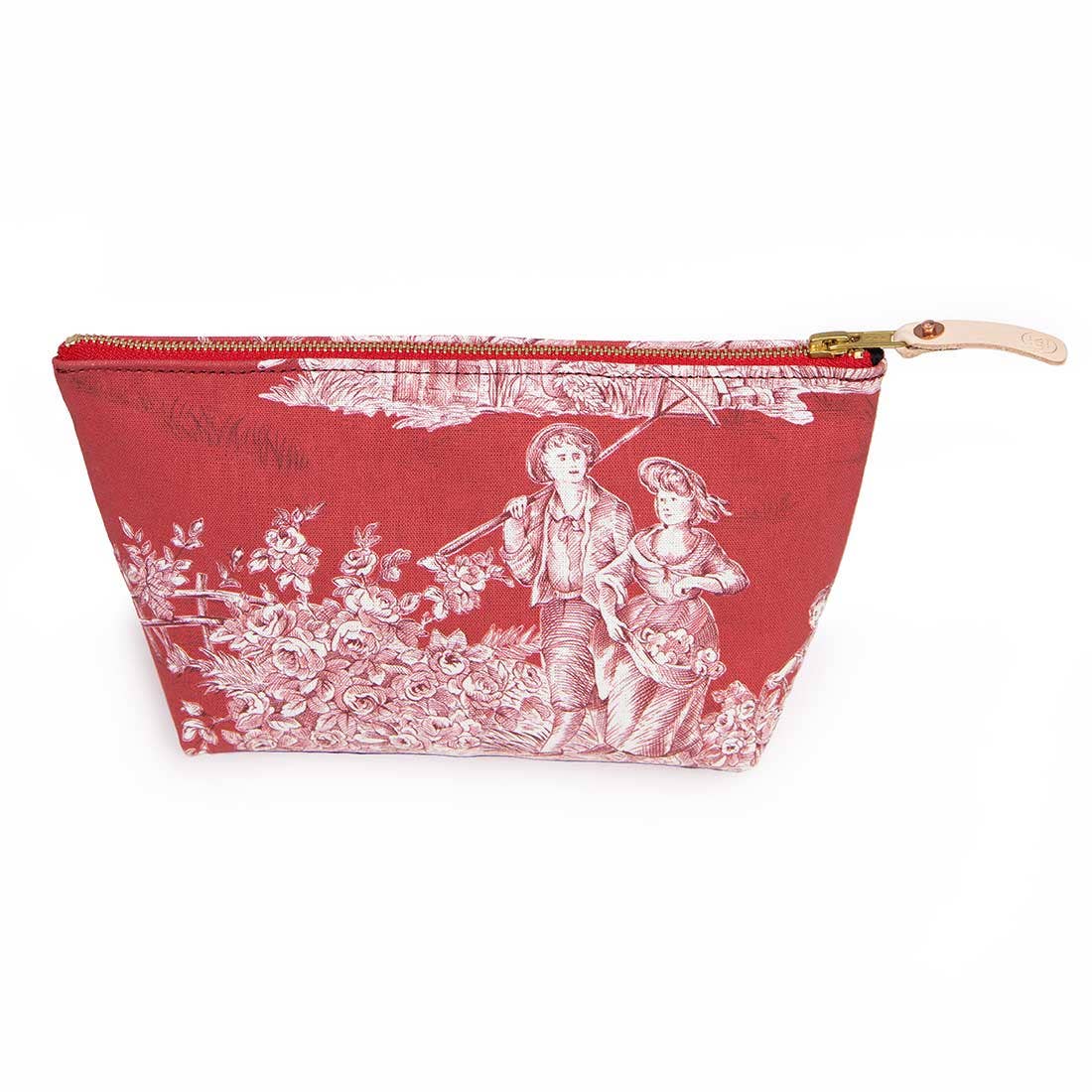Vintage Scarlet Toile Travel Clutch
