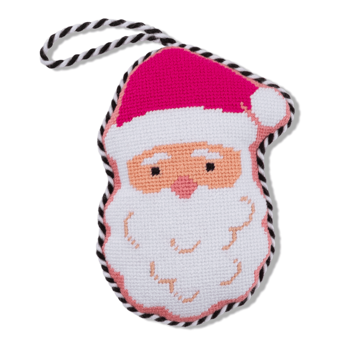 Pink Santa Needlepoint Ornament - Furbish Studios