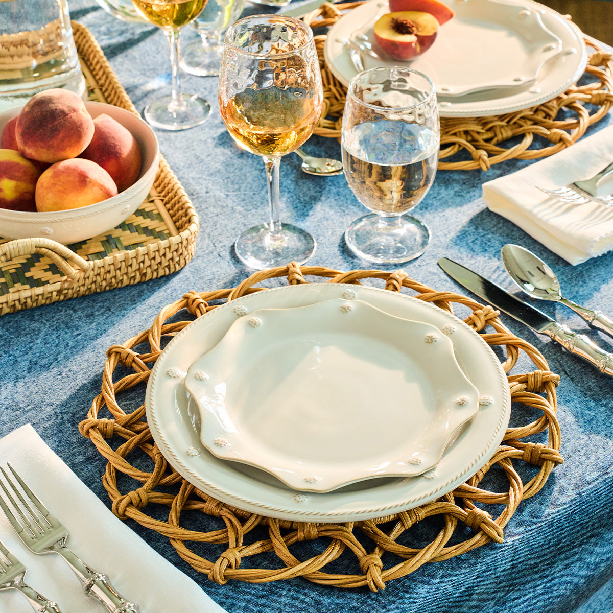 Berry & Thread Scalloped Dessert/Salad Plate - Whitewash