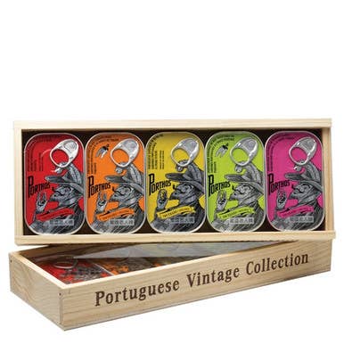 Sardines in Wood Gift Box - Conservas (5 cans, 4.4oz each)