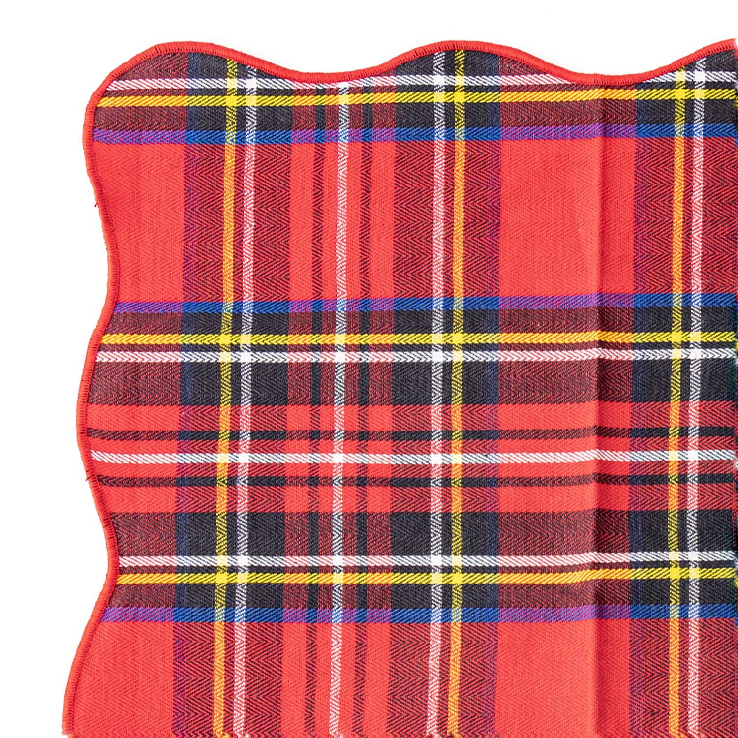 Red Plaid Scalloped Dinner Napkin, Set of 6 (18in sq)