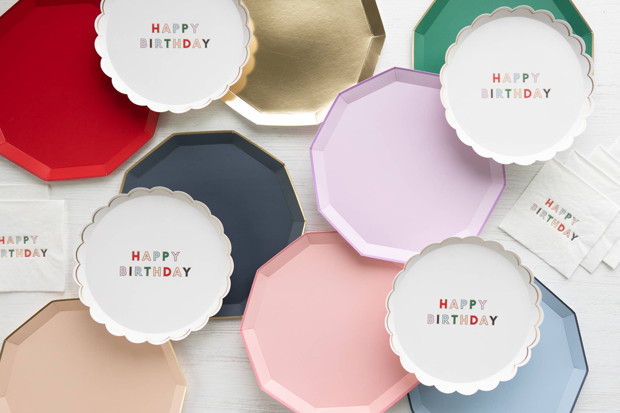 Blanc White Signature Happy Birthday Cocktail Napkins