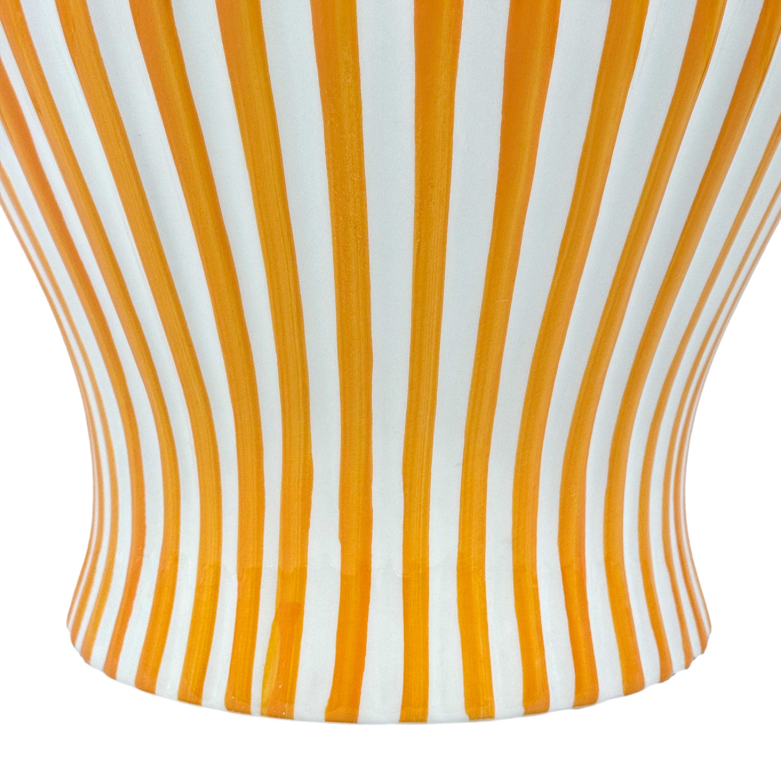 Orange & White Candy Cane Striped Ceramic Vase 18in