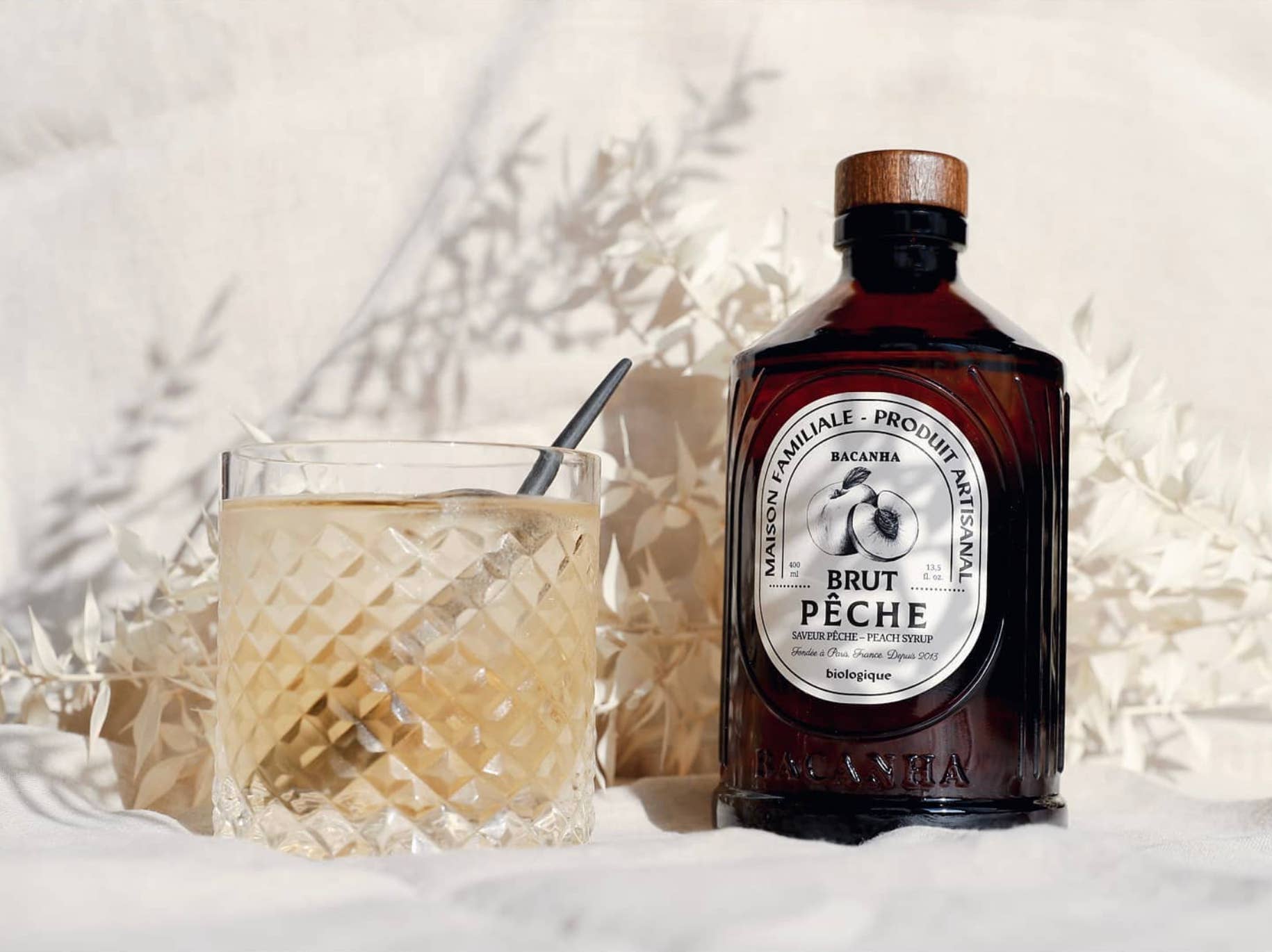 Organic Peach Syrup - Bacanha France (13.5oz / 400ml)
