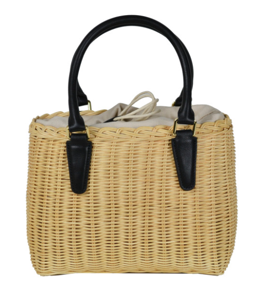 Beige Italian Paglia Lined Beach Basket Bag