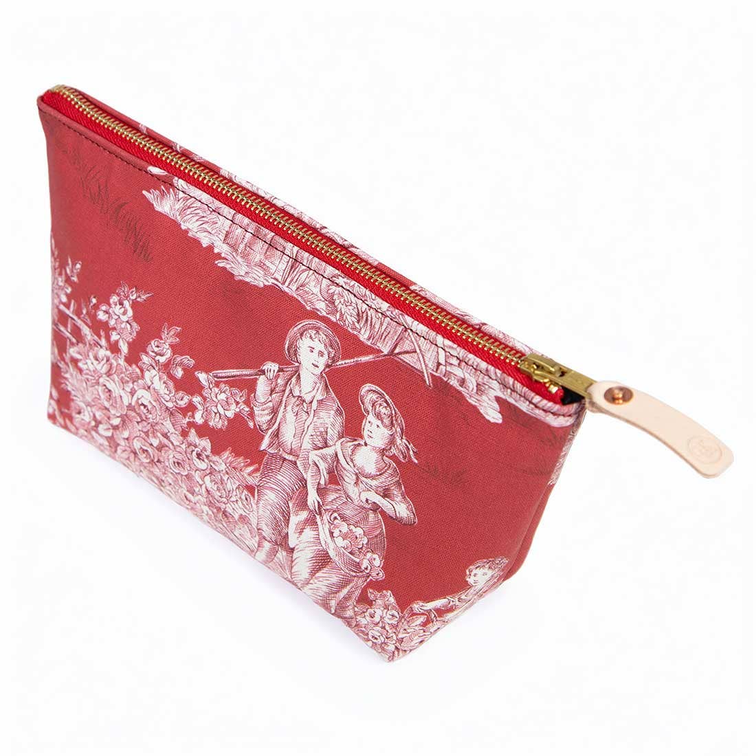 Vintage Scarlet Toile Travel Clutch