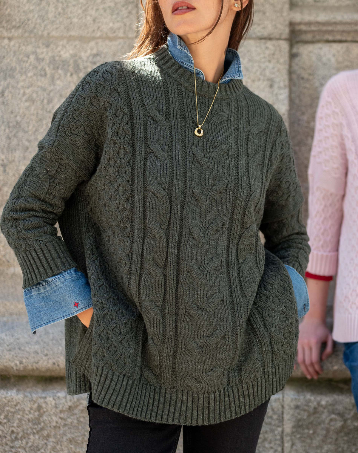 Cotswold Cableknit Sweater, Dusk (One Size) - MERSEA