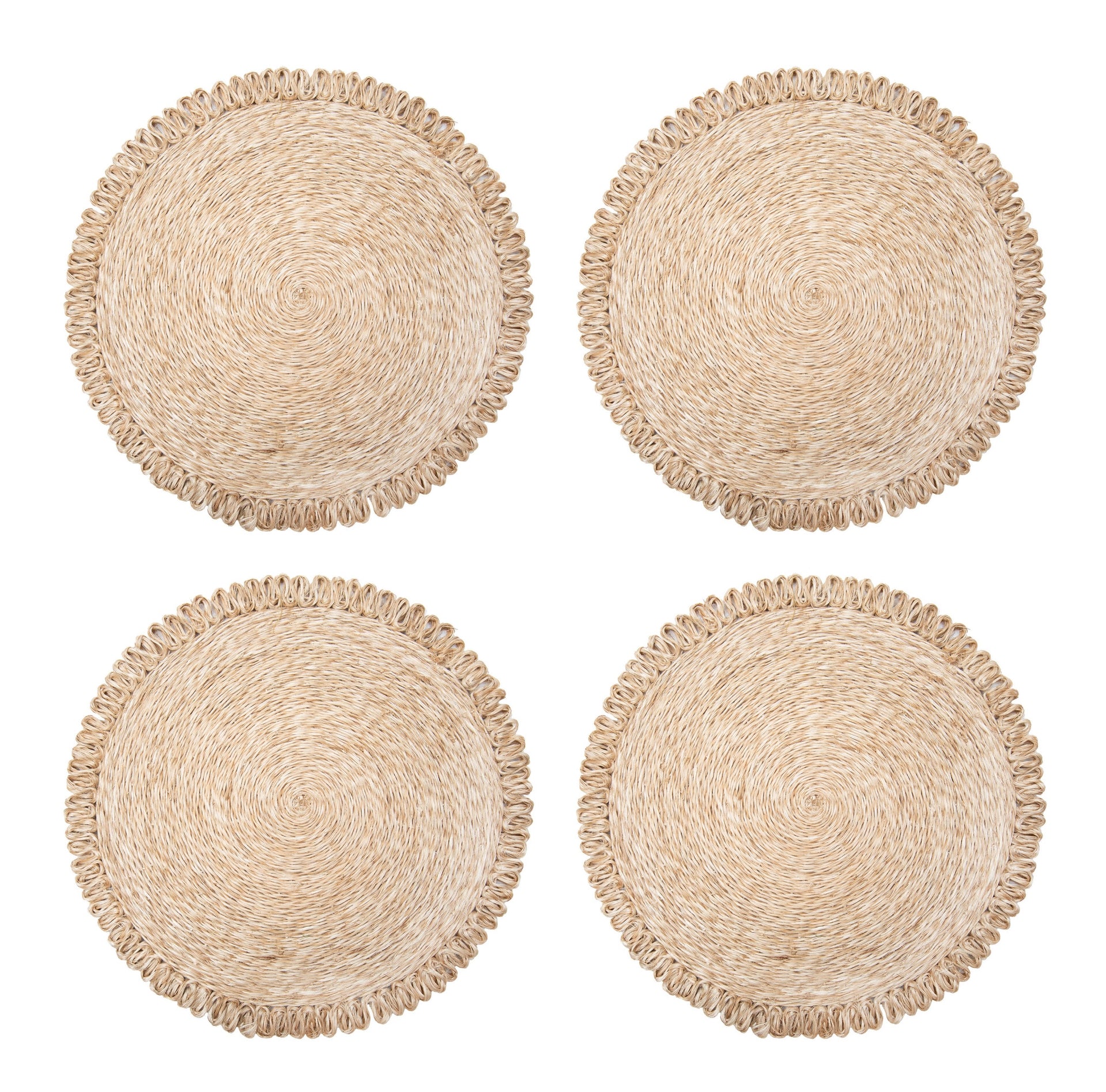 Loopy Abaca Placemats, Natural (Set of 4, 15in dia)