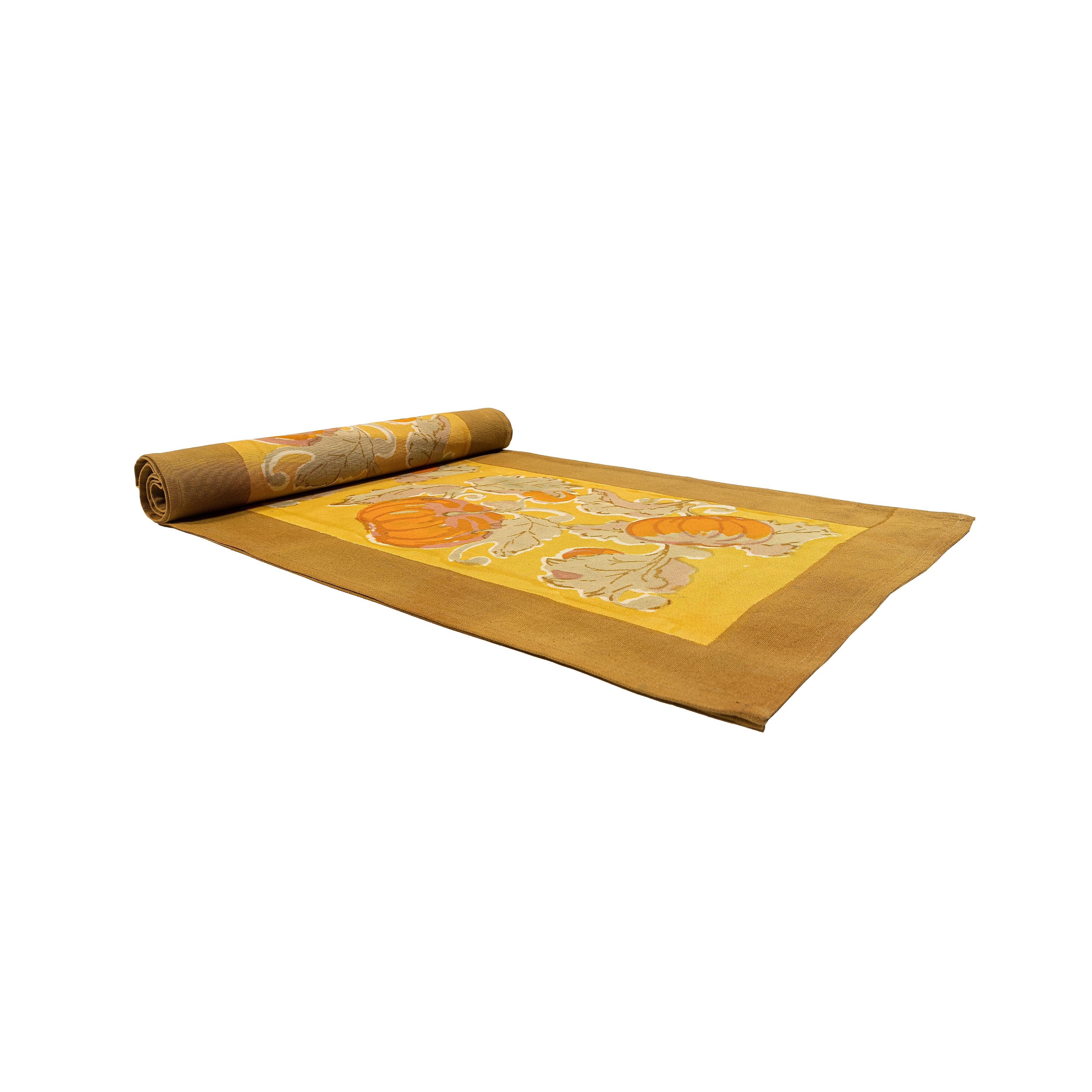 Table Runner Pumpkin Orange & Mustard - Couleur Nature Paris (16in x 72in)